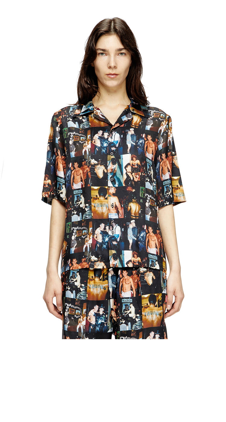 Bowling shirt with graphic prints