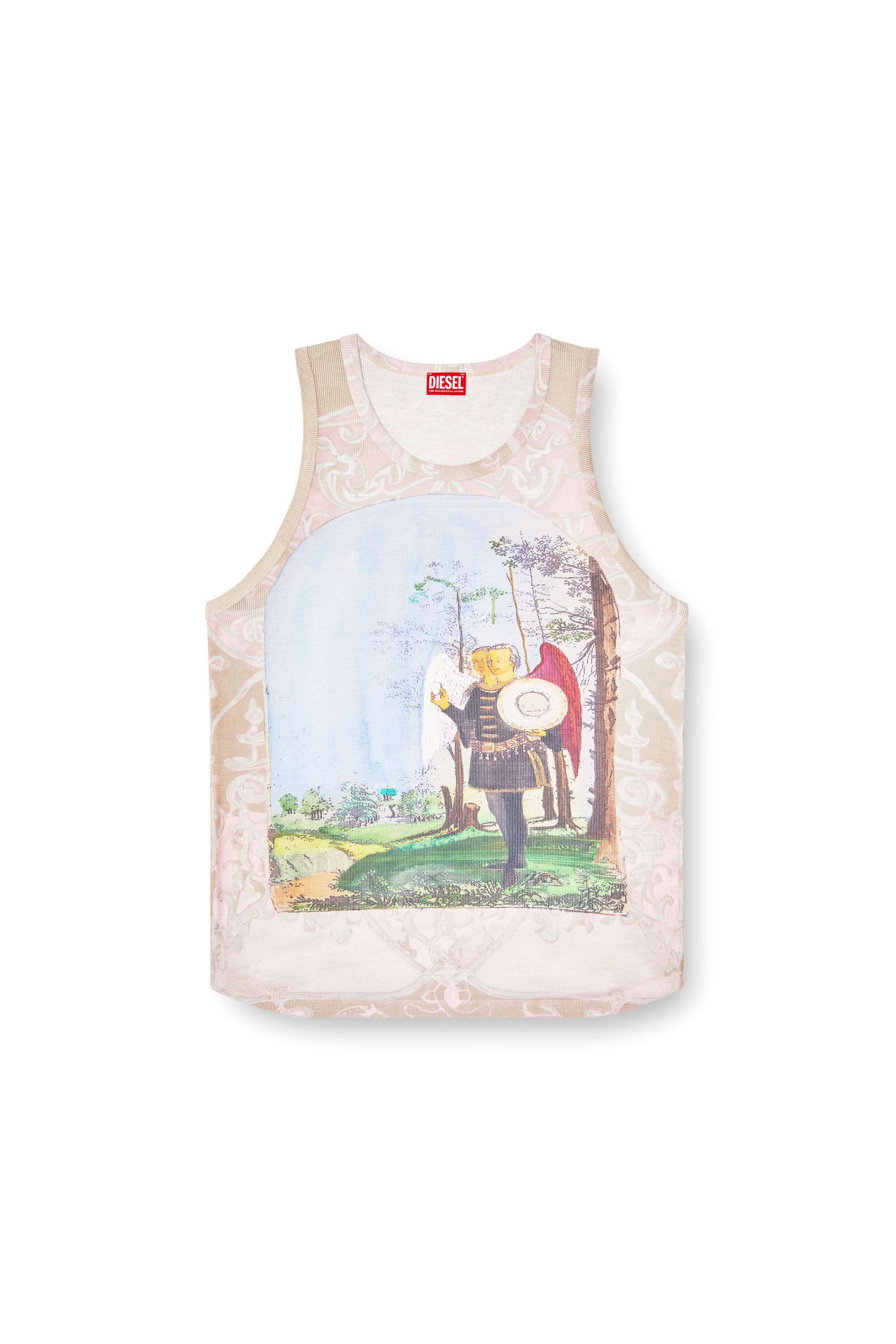 Diesel - T-ALY, Man's Tank top with medieval print in Pink - 2