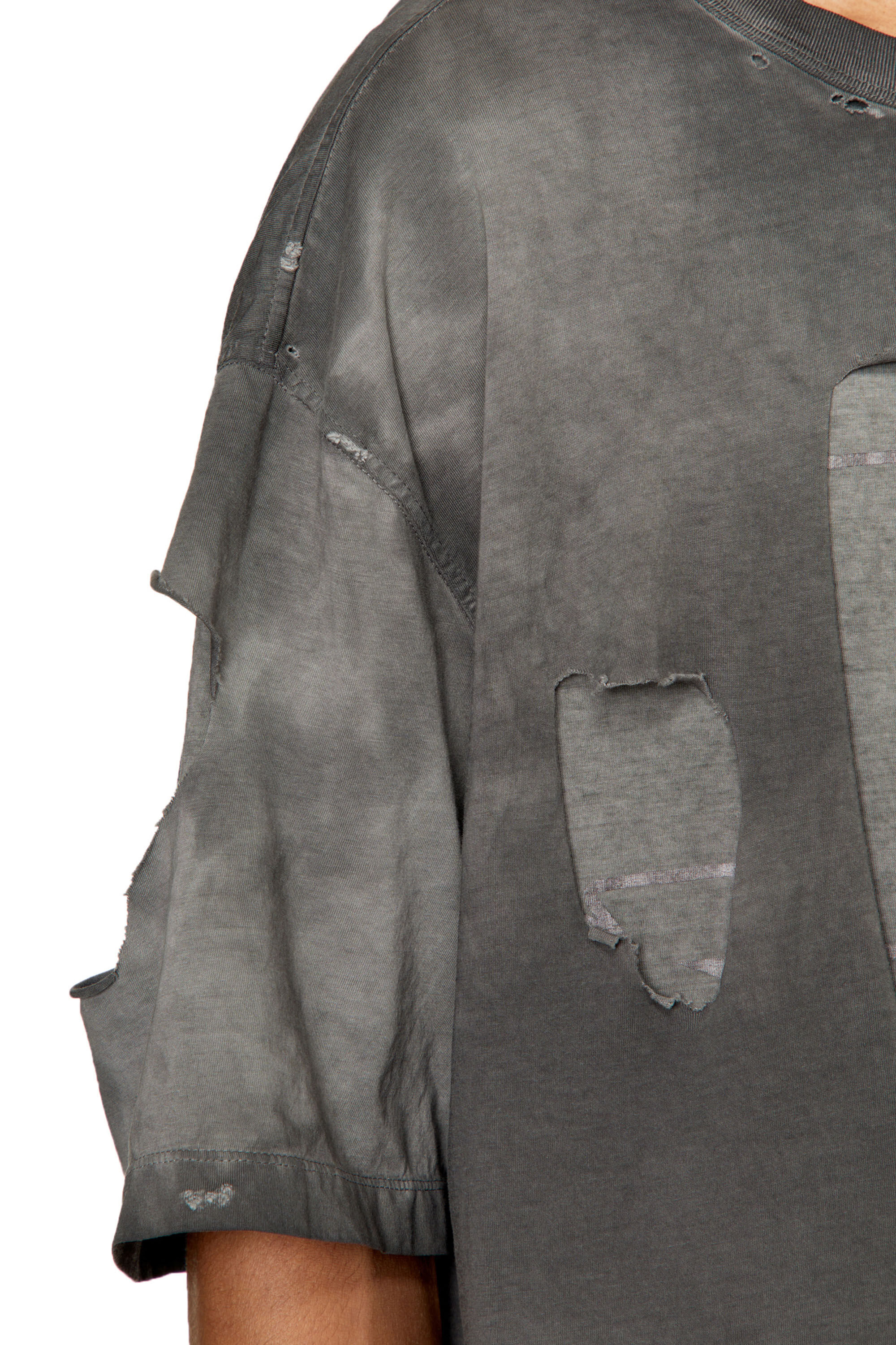 Diesel - T-ASHY, Man's Dual-layer T-shirt with oval D logo in Dark grey - 6