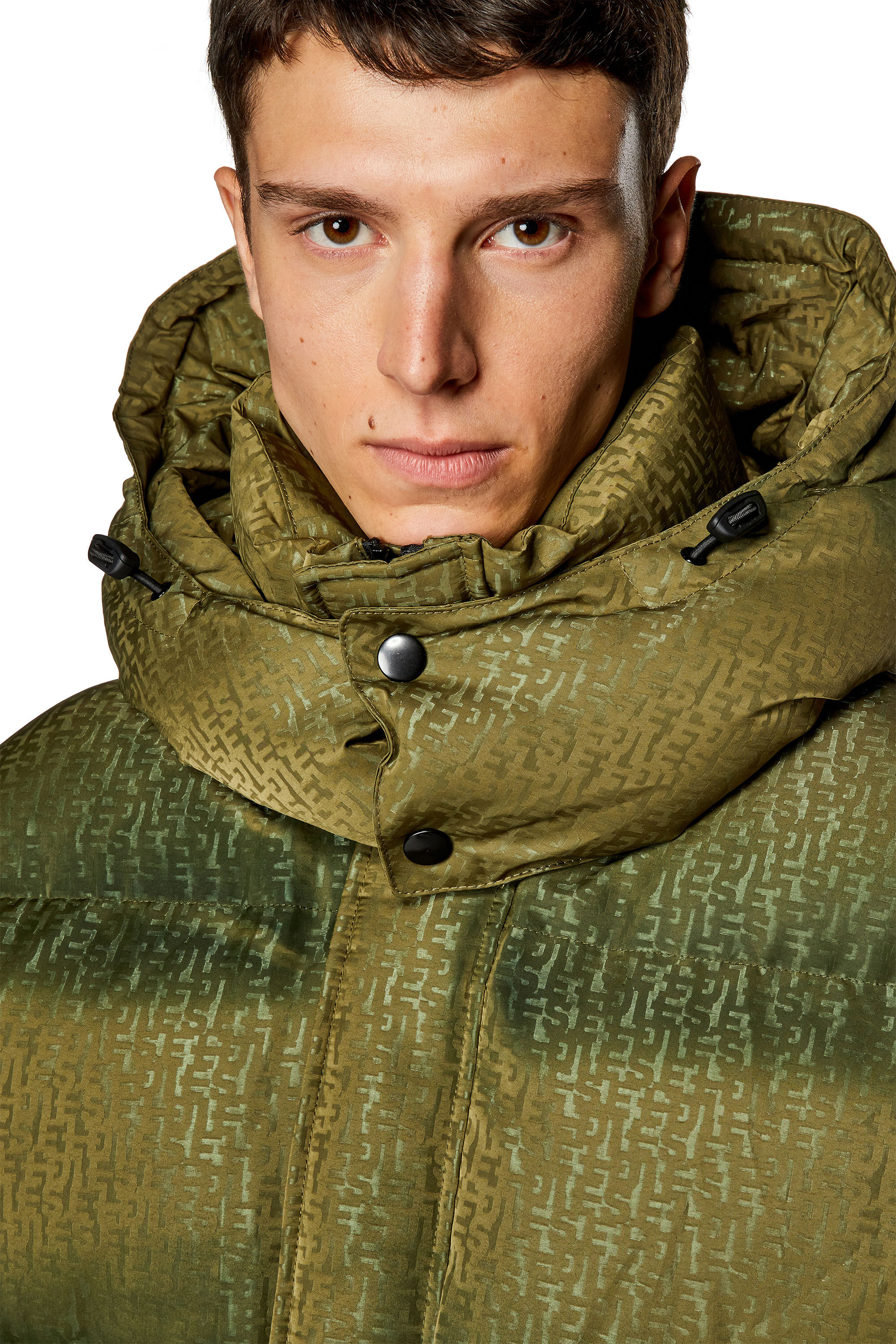 Diesel - W-ROLFYS-MON, Man's Puffer jacket with monogram motif in Military Green - 5