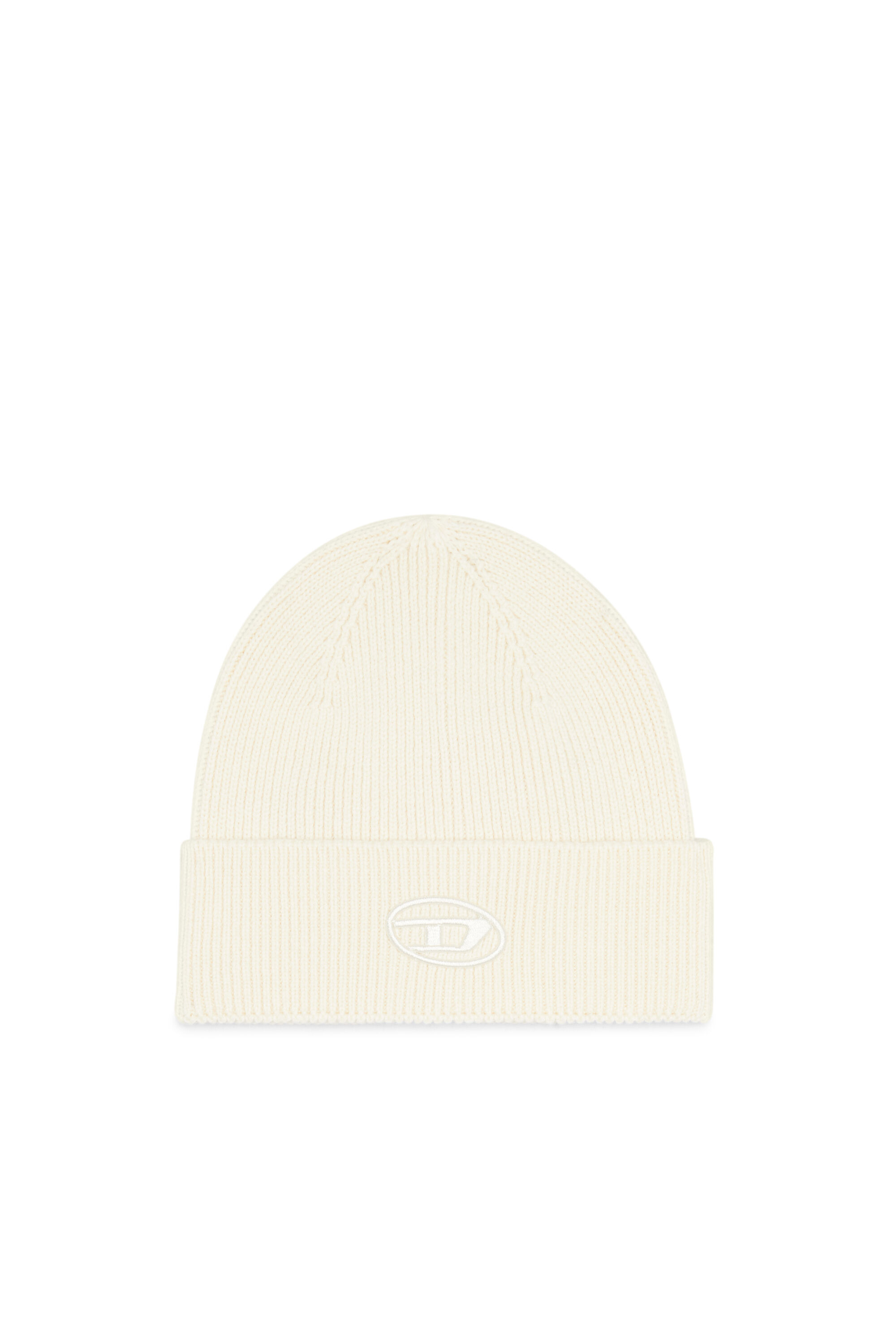 Diesel - K-CODER-FULLY B, Unisex's Ribbed beanie with D embroidery in White - 1
