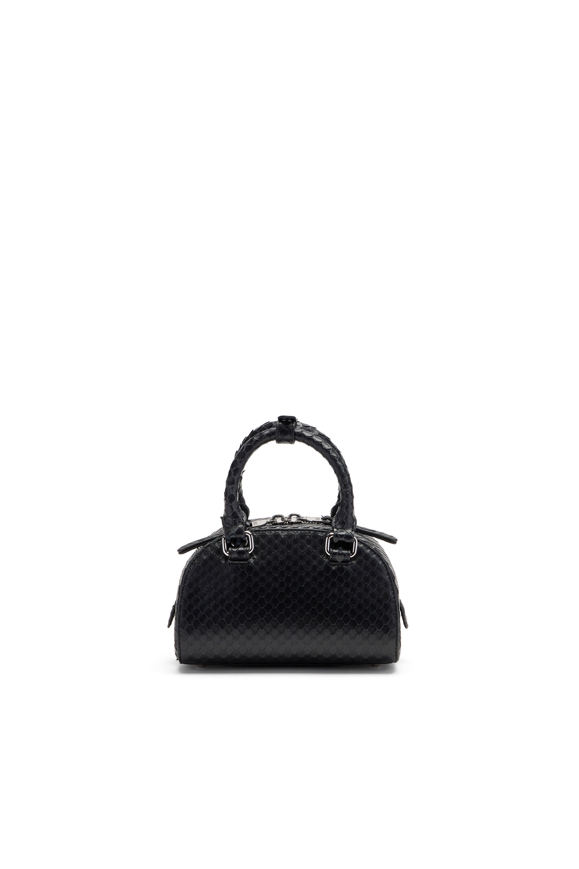 Diesel - 1DR DOME CROSSBODY, Woman's 1DR Dome-Mini bowling bag in snake-effect leather in Black - 2