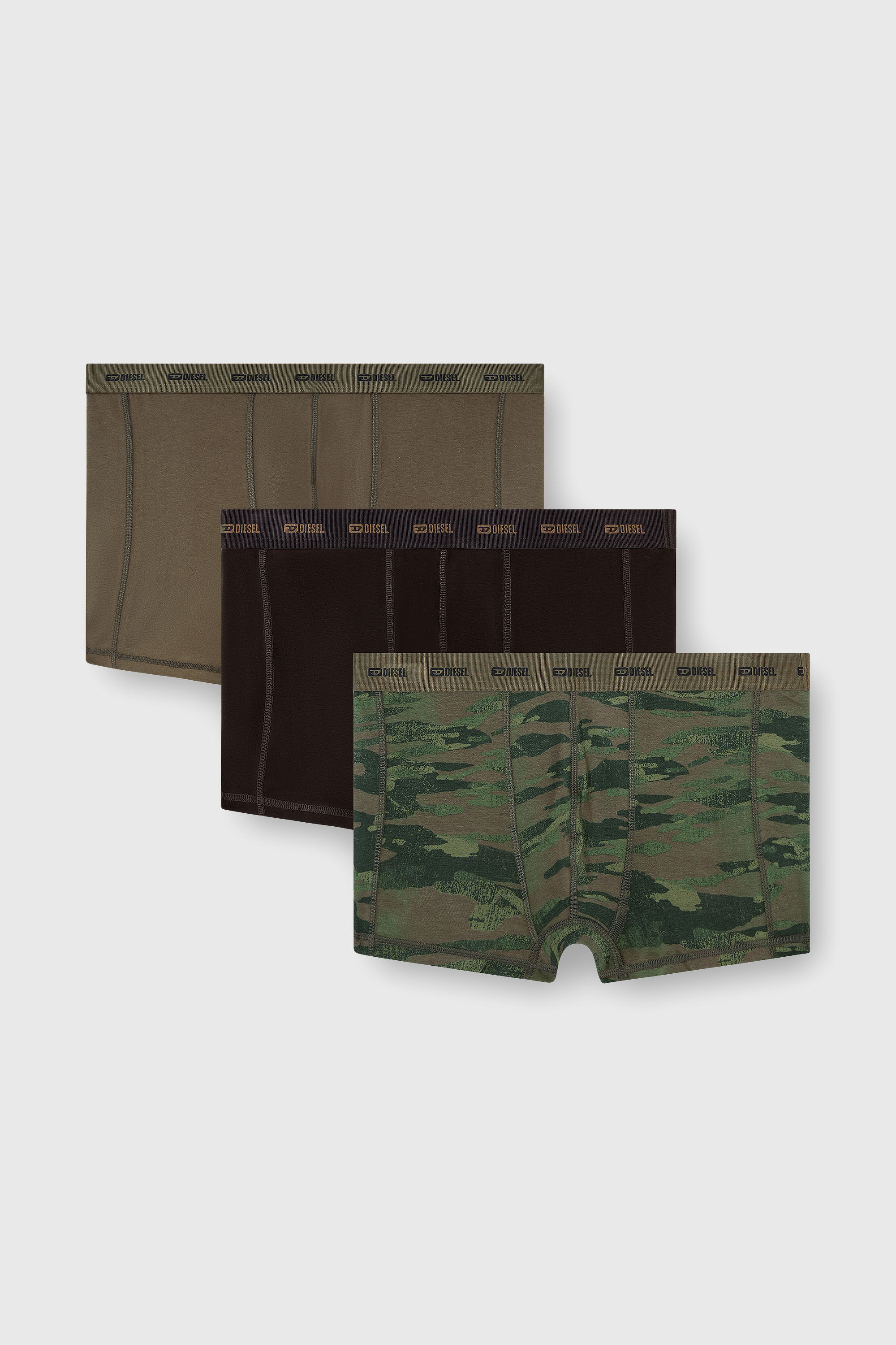 Diesel - DAMIEN-UTLT-3PACK, Man's Three-pack of boxer briefs plain and camo in Green/Black - 2