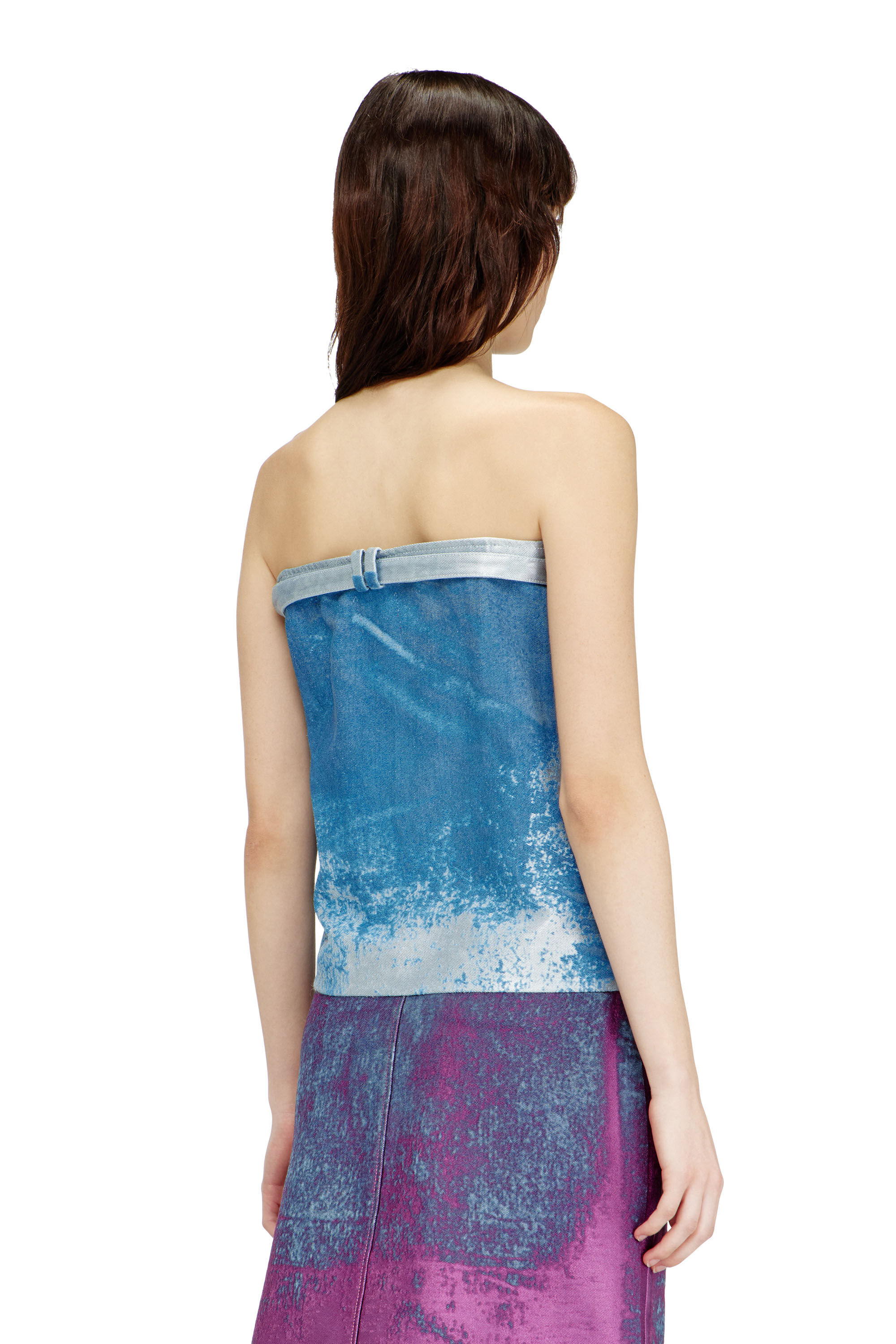 Diesel - DE-SANDIE-FSI, Woman's Sleeveless top in coloured satin denim in Blue - 4