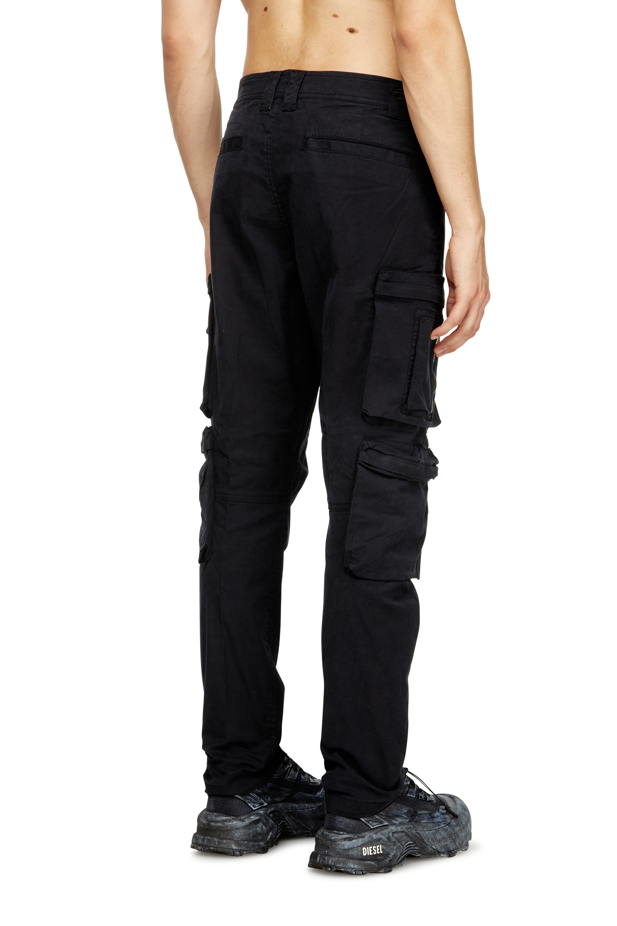 Diesel - P-ARLEM, Man's Cargo pants with zip pocket in Black - 4
