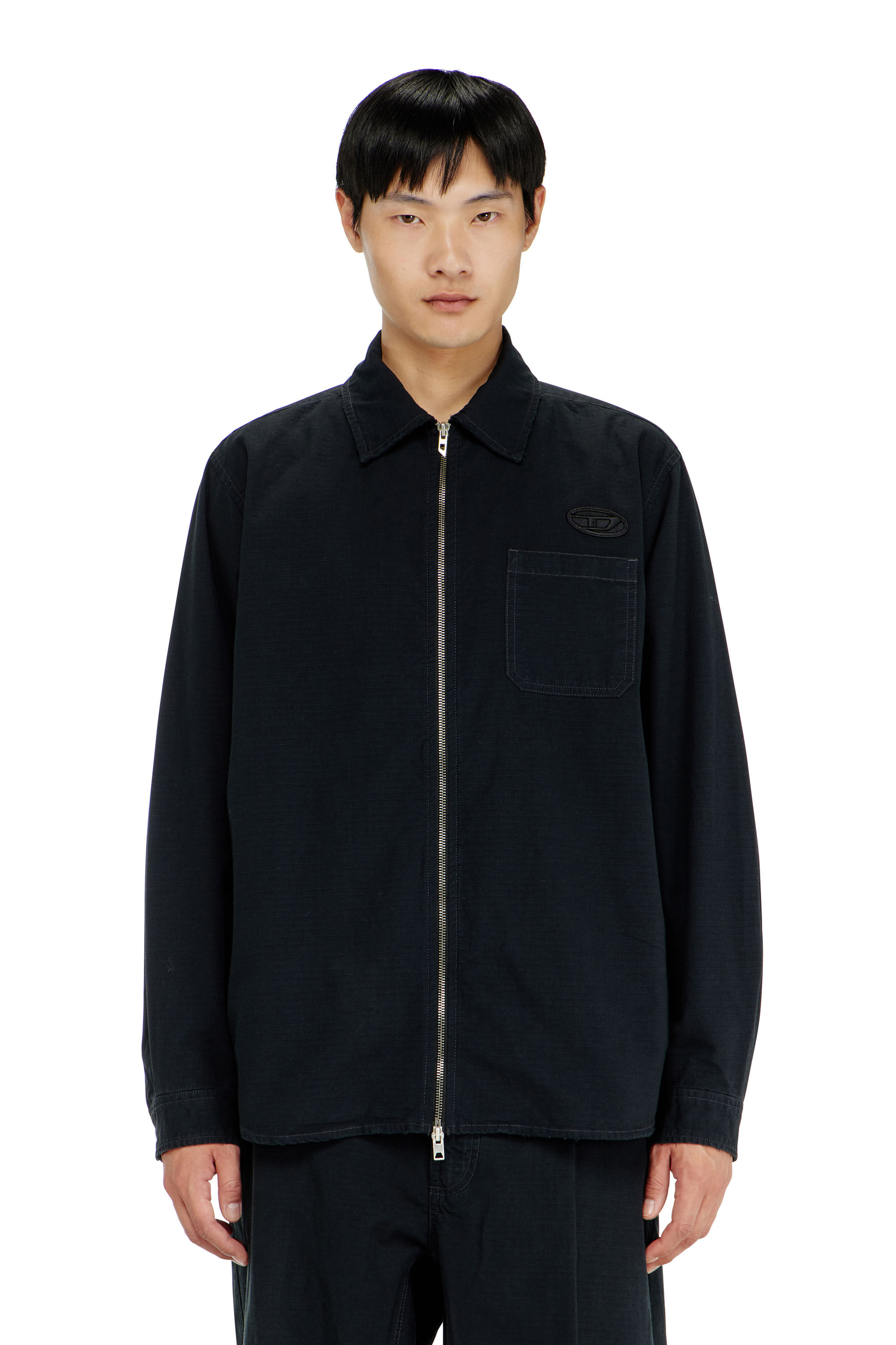 Diesel - S-ALIAS-ZIP, Man's Ripstop shirt with zip closure in null - 3