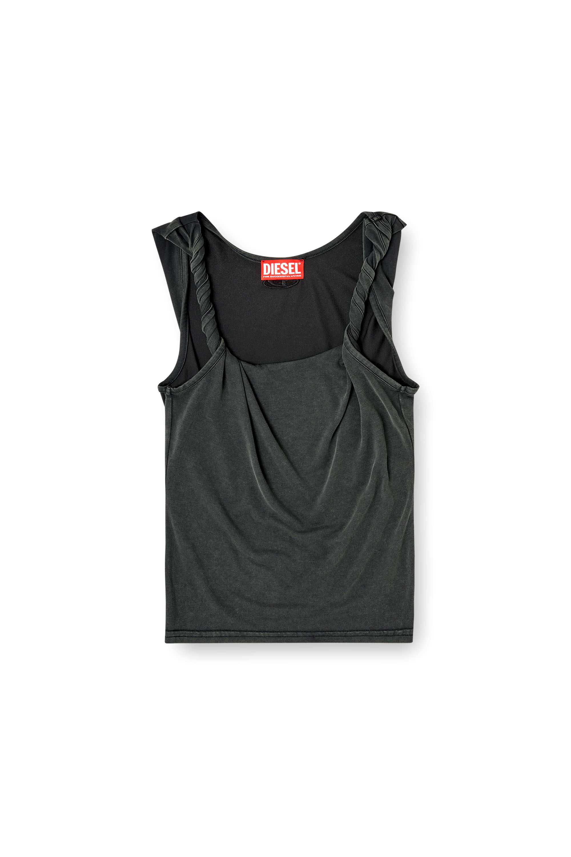 Diesel - T-TWY-S1, Woman's Tank top with twisted straps in Grey - 2