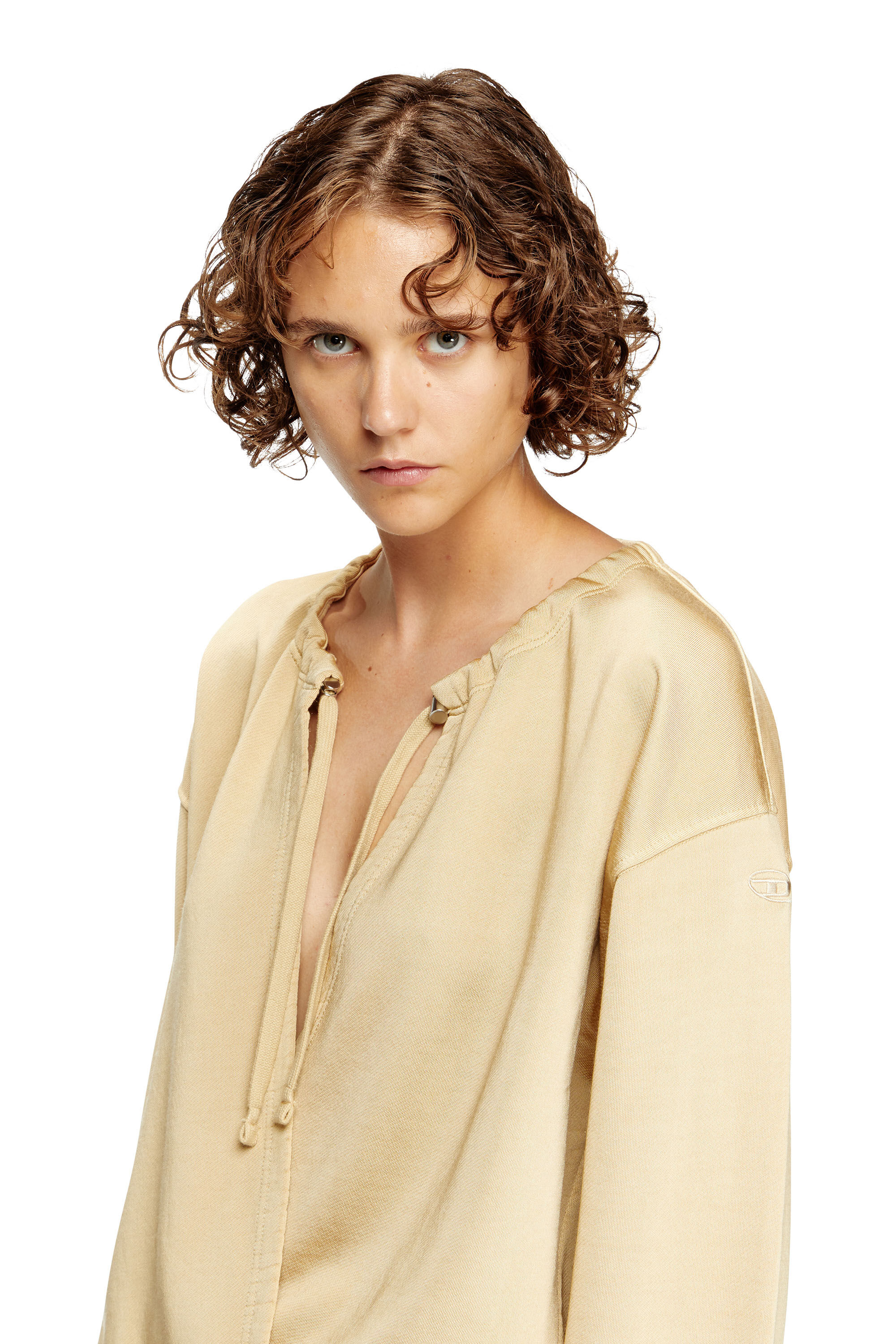 Diesel - D-CREED, Woman's Draped dress with ruched skirt in Beige - 5