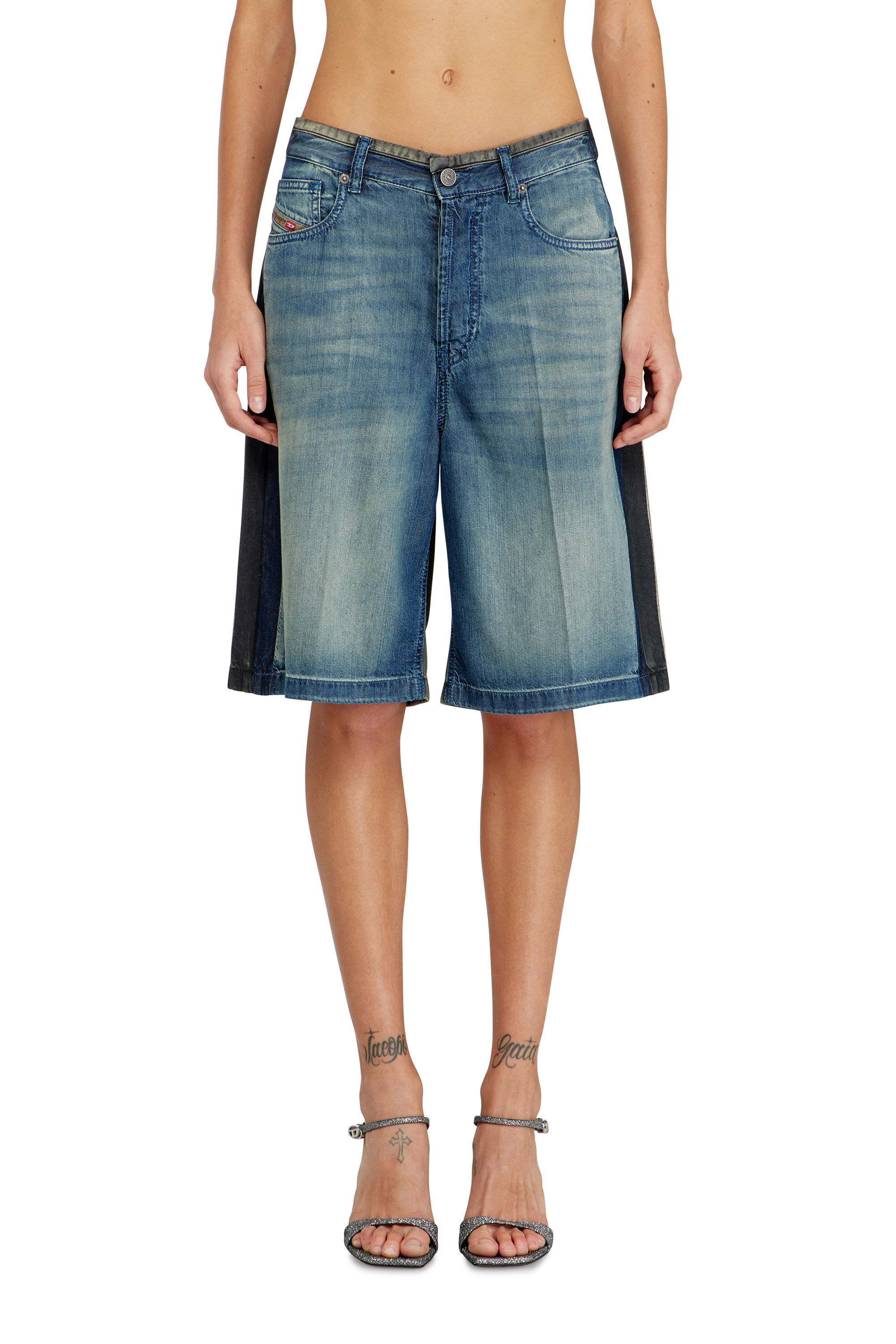 Diesel - DE-SIRE-SHORT-S1, Woman's Denim bermuda shorts in contrast washes in null - 3