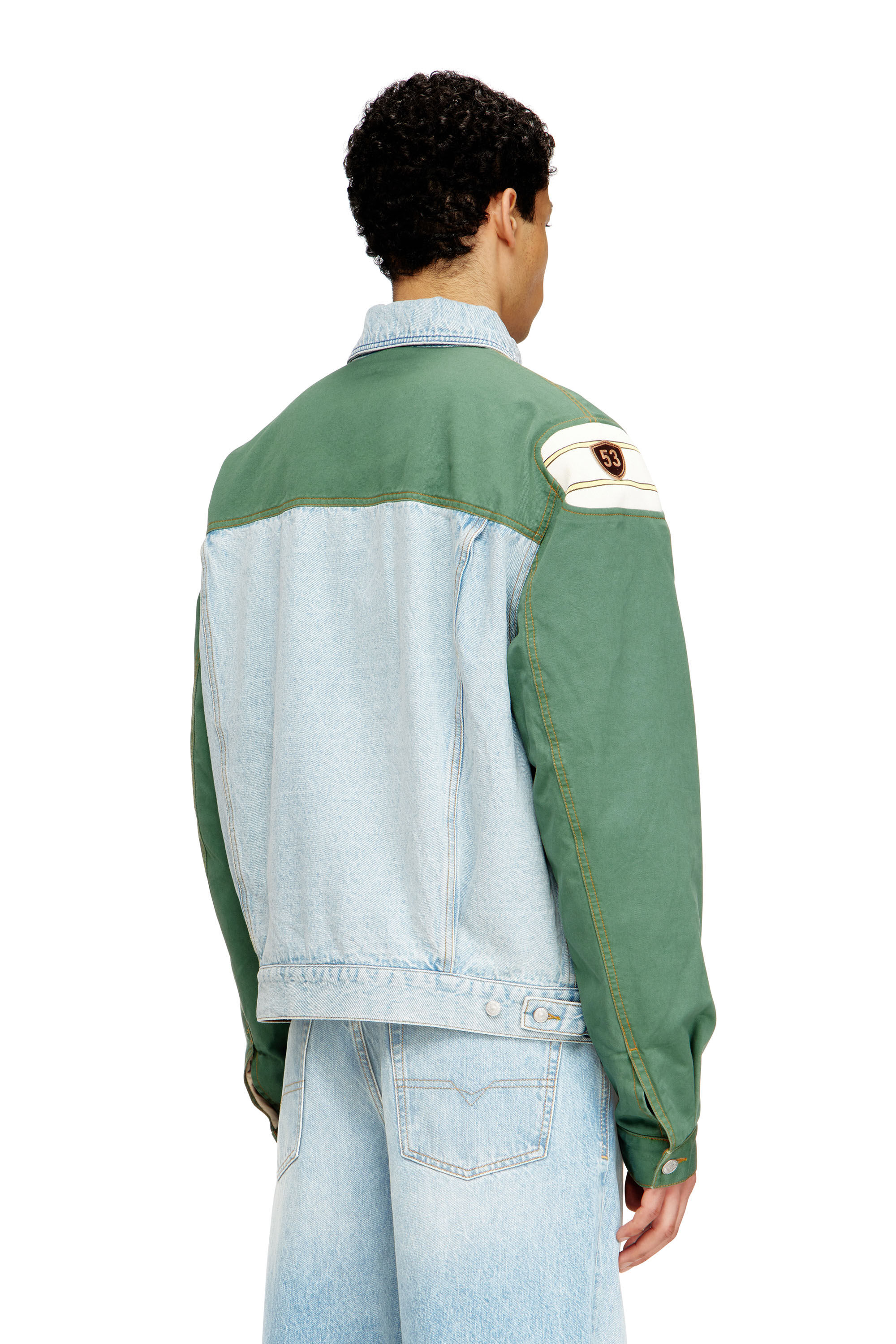 Diesel - J-GIANT-20TH, Unisex's Denim jacket with cotton insert in Green/Blue - 4