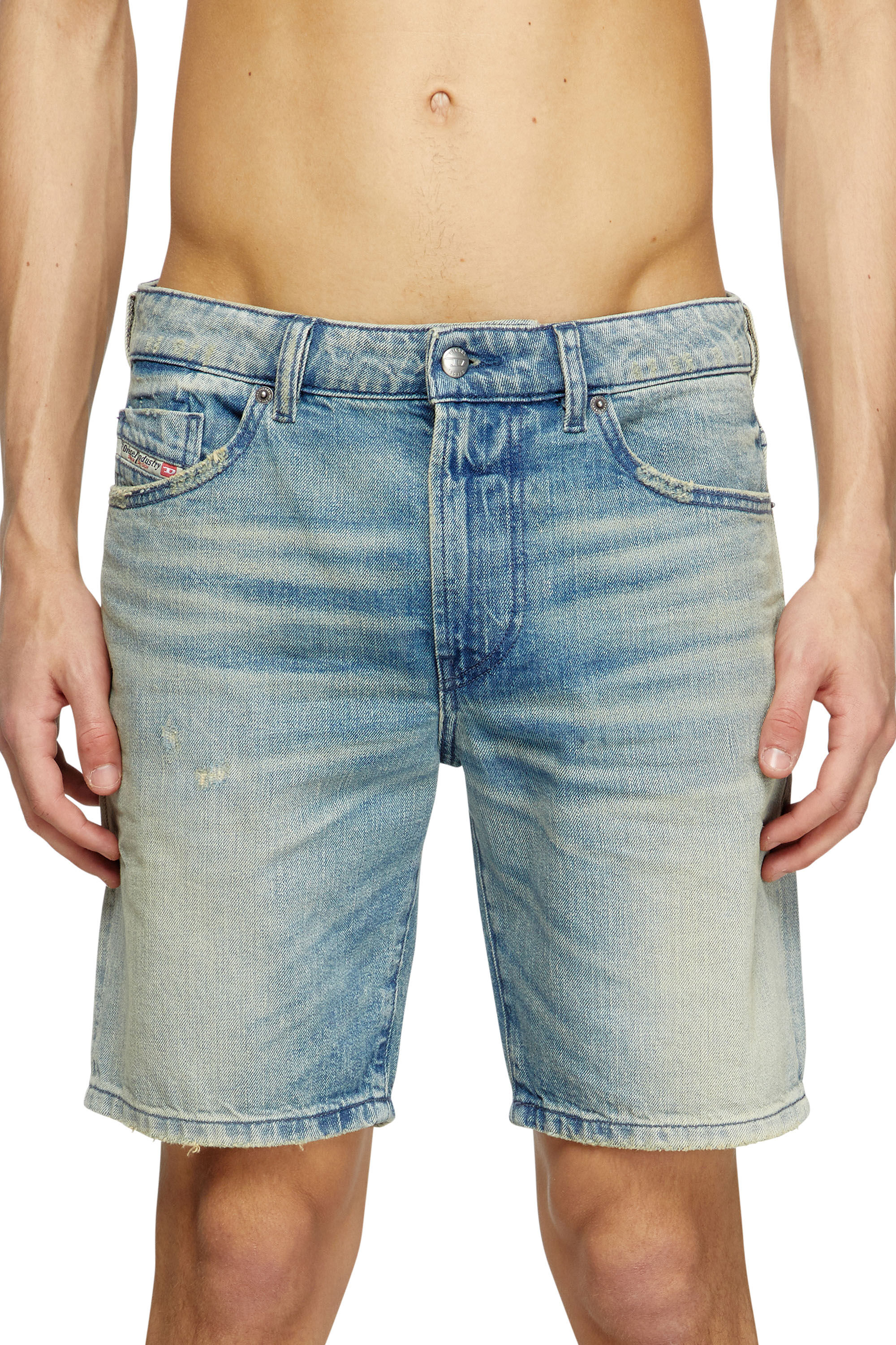 Diesel - D-FIN, Man's Slim shorts in worn-effect denim in Light Blue - 3