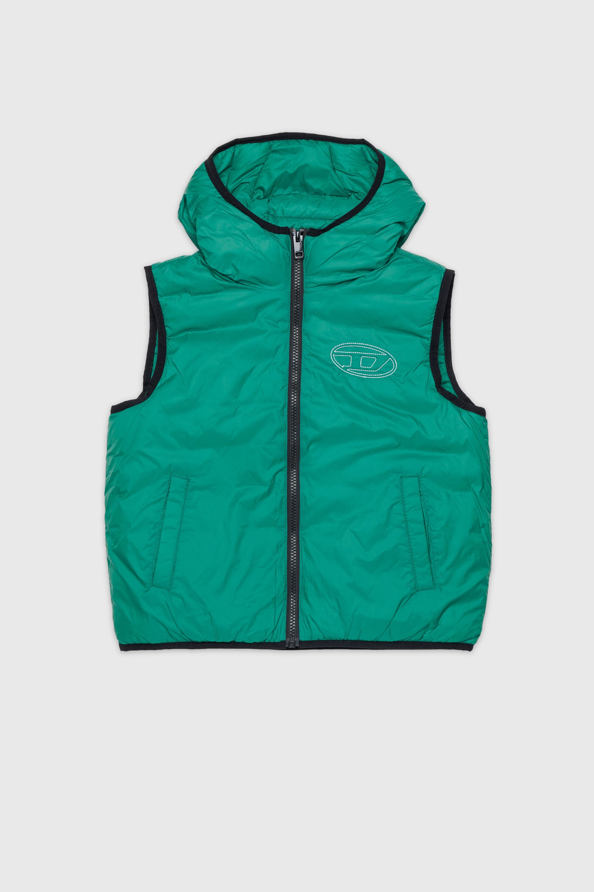 Diesel - JOSIP, Unisex's Hooded vest in padded nylon in Green - 1