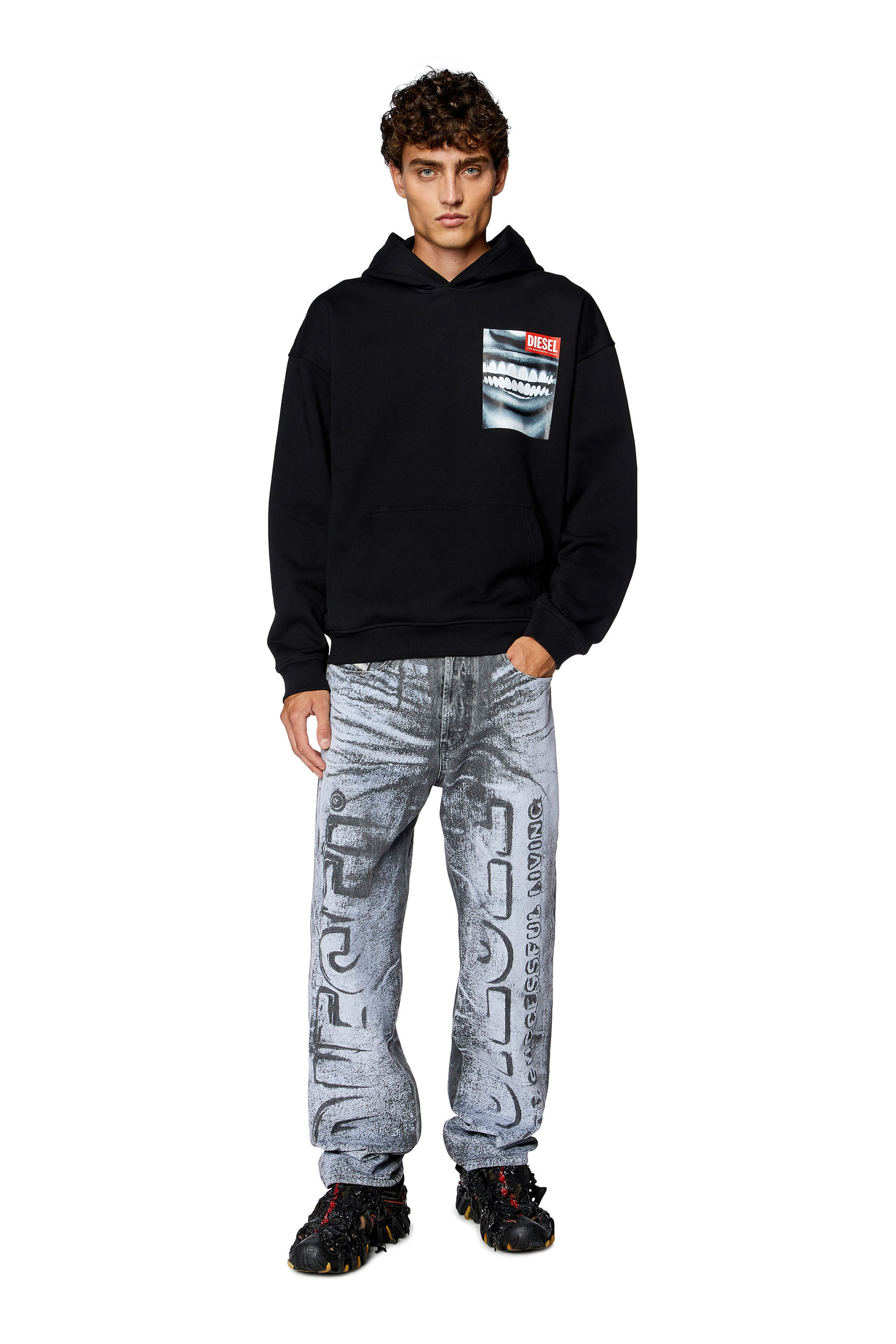 Diesel - S-NABEL-HOOD-FACE, Black - Image 1