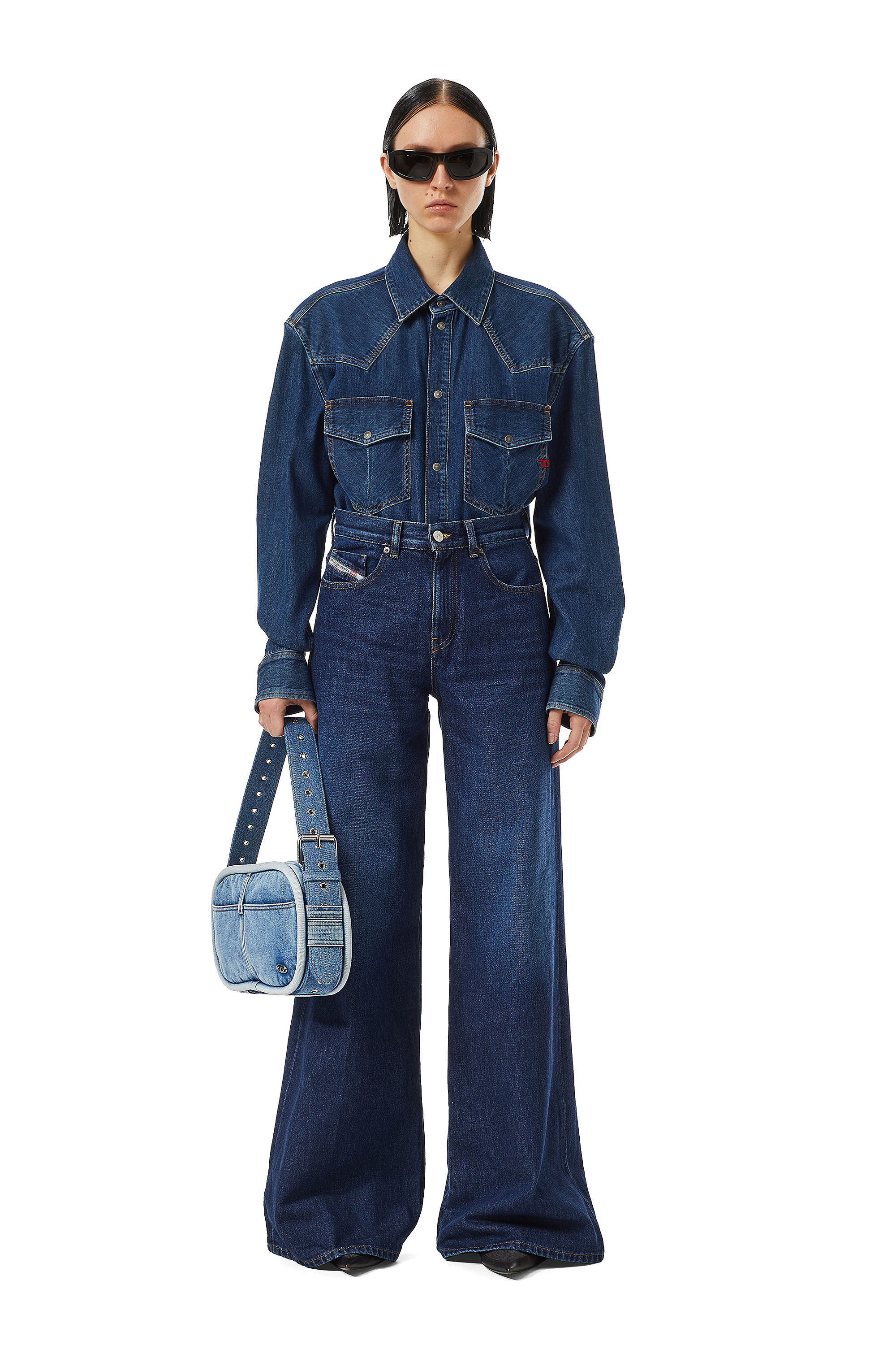 Diesel - 1978 09C03 Bootcut and Flare Jeans, Dark Blue - Image 1