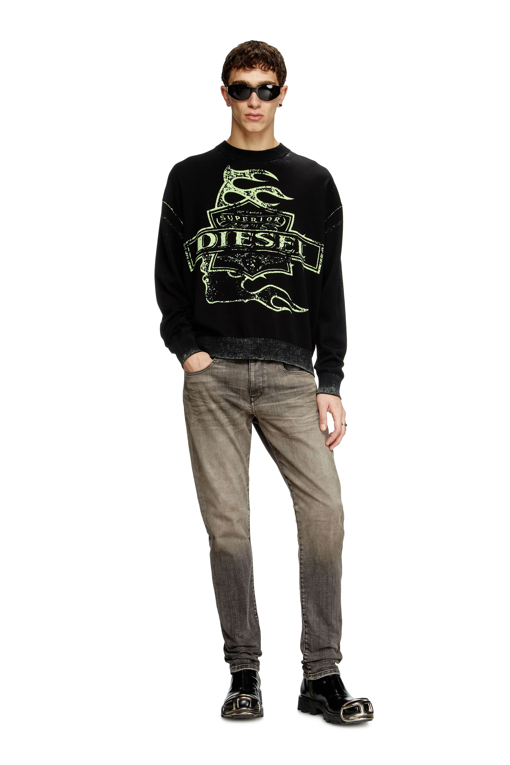 Diesel - K-BELEZ, Man's Reverse-print logo jumper in Black - 1