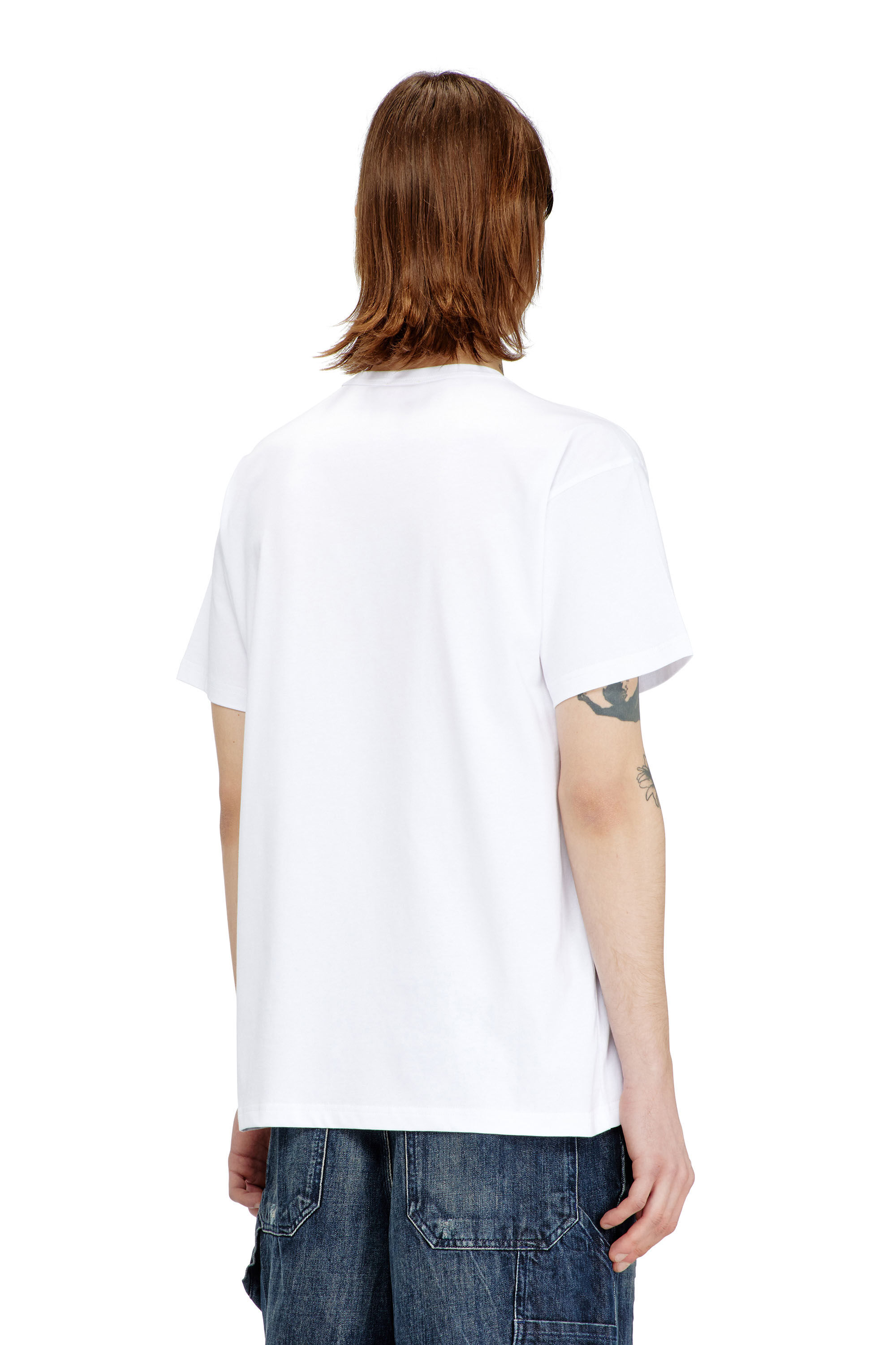 Diesel - T-NORM-V4, Man's T-shirt with pig and logo print in White - 4