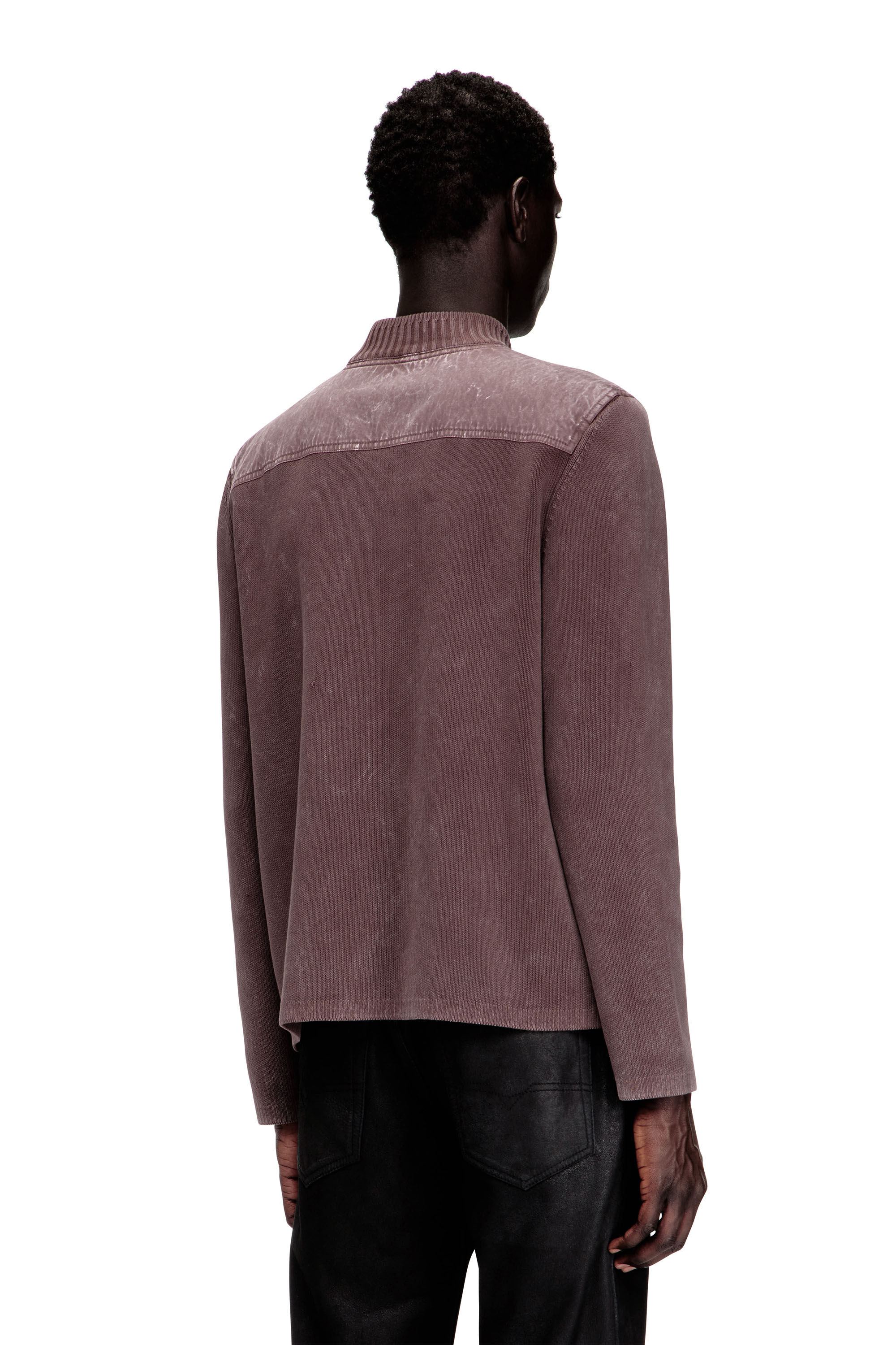 Diesel - K-GEROME, Man's Zip-up cardigan with cargo pockets in Brown - 4