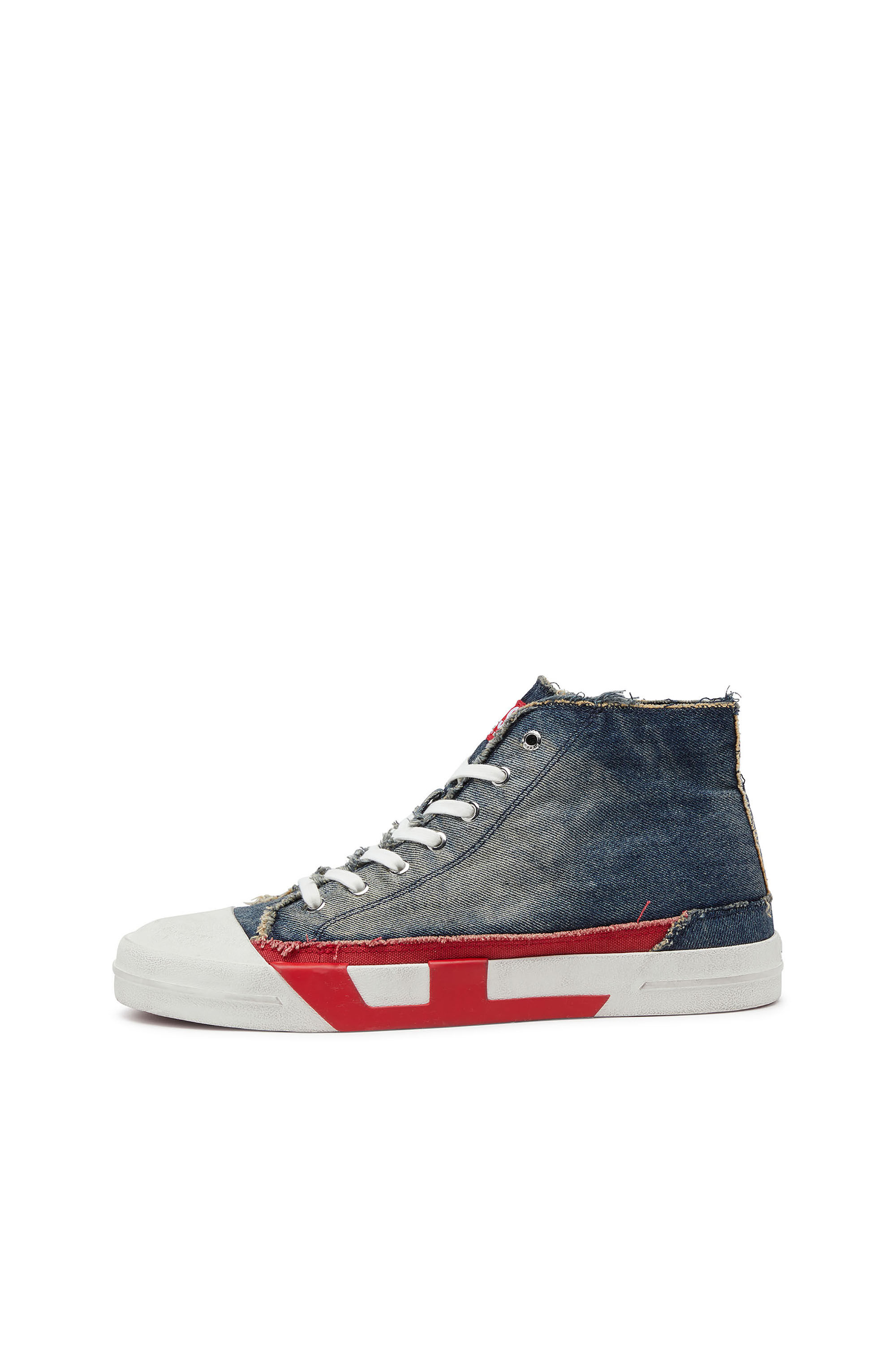 Diesel - S-D-VERSE MID II, Man's D-Verse-High-top sneakers in denim with D logo in Blue/Red - 8