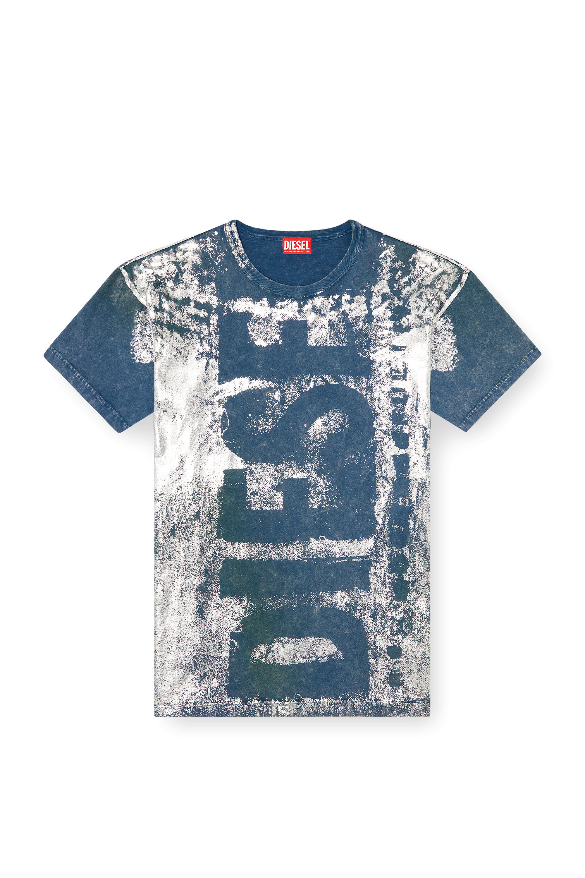 Diesel - T-BOXT-R2, Man's Logo T-shirt with metallic effects in Blue - 2