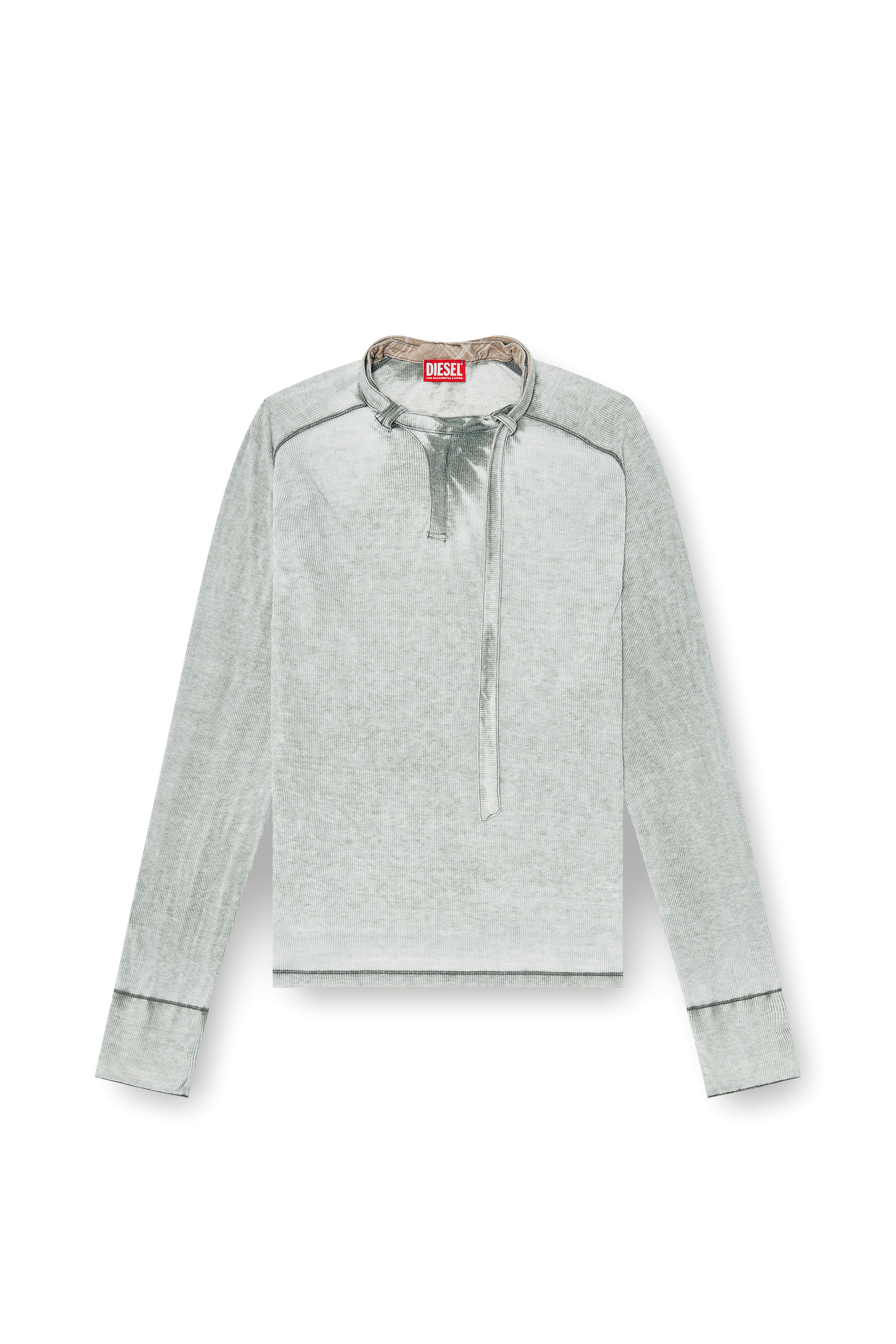 Diesel - T-GOHAN, Man's Rib-jersey top with biker neck strap in Grey - 2