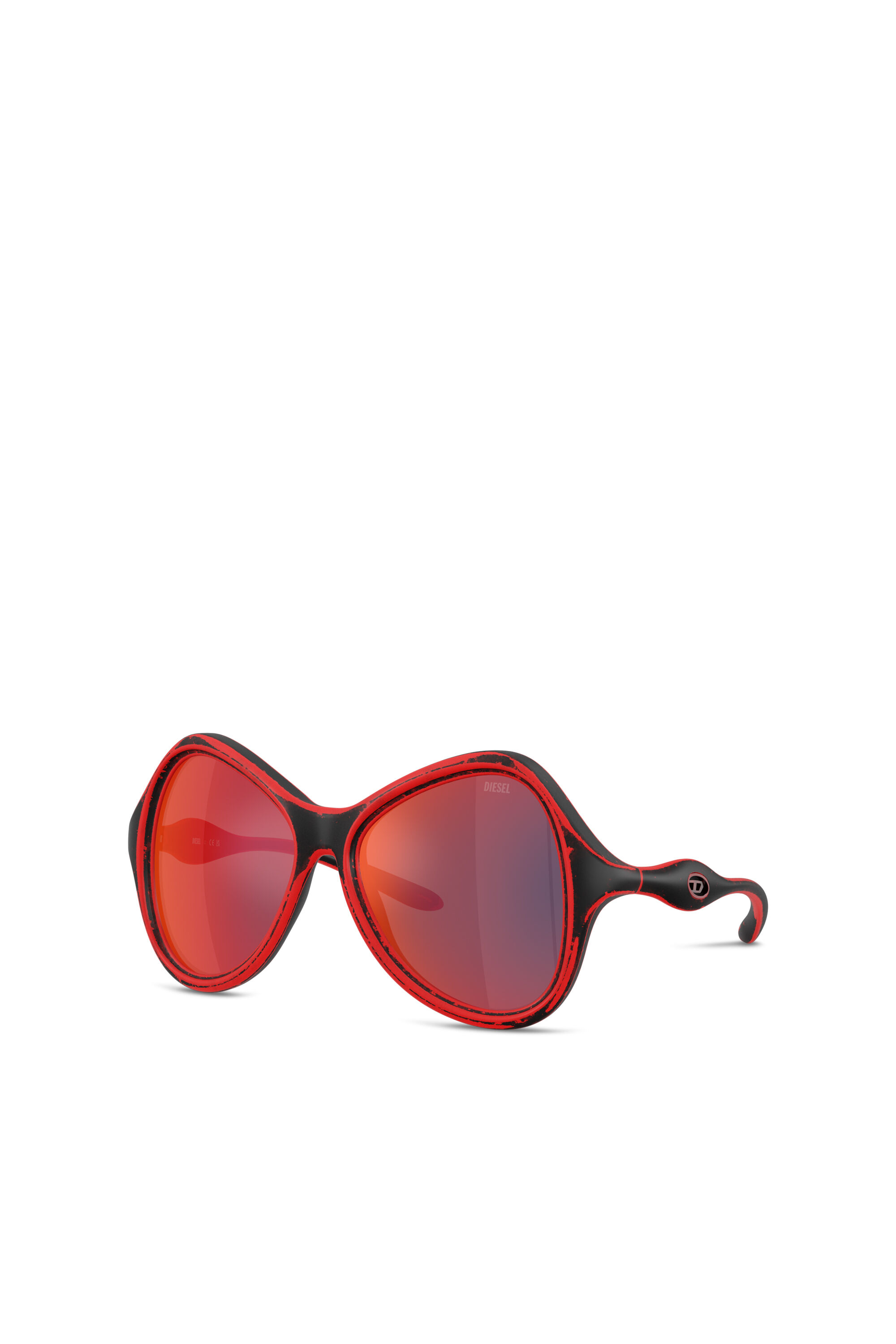 Diesel - 0DL3010U, Unisex's Cat-eye style sunglasses in Black/Red - 4