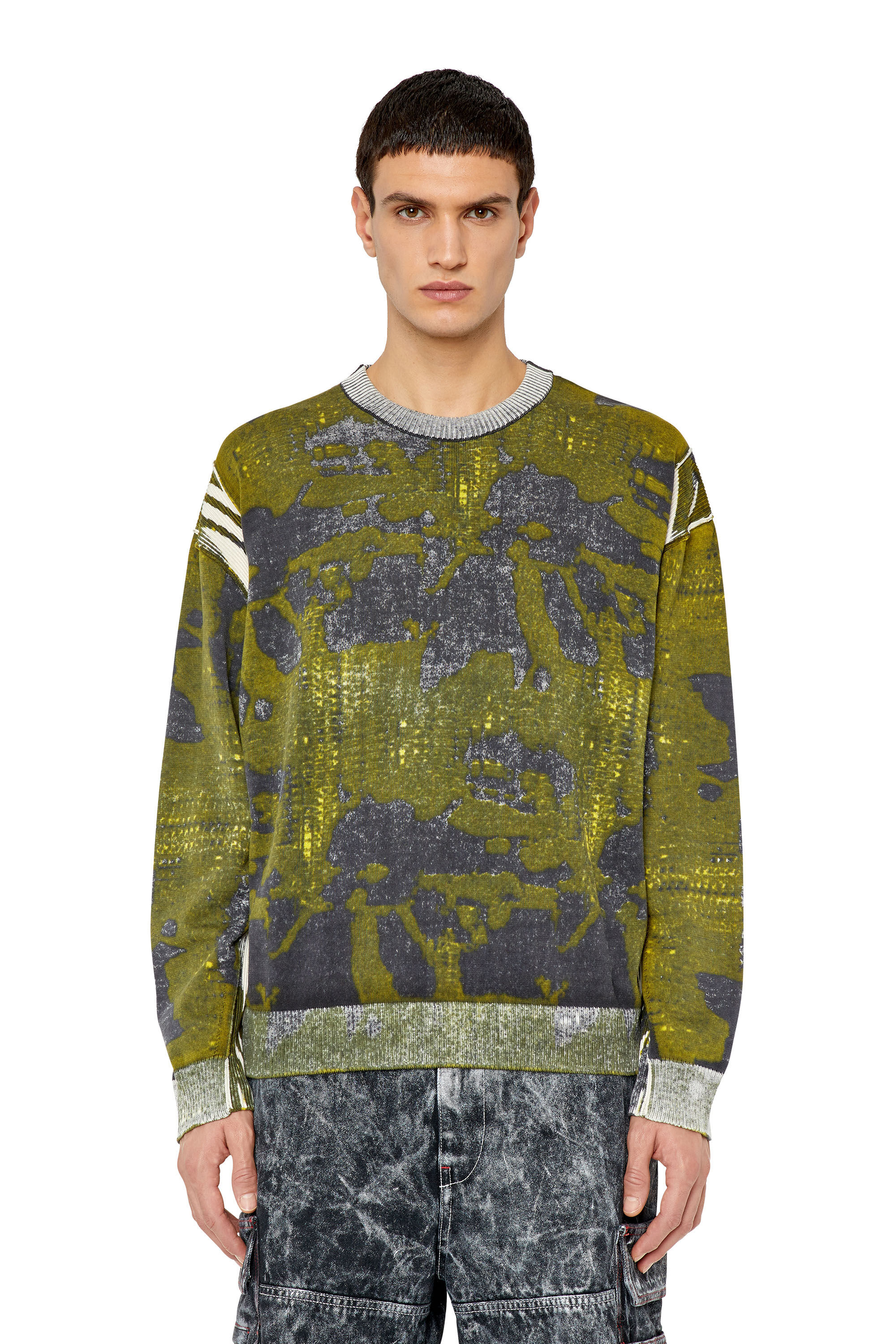 Diesel - K-LARAN, Man's Camo-print jumper in Black/Green - 3
