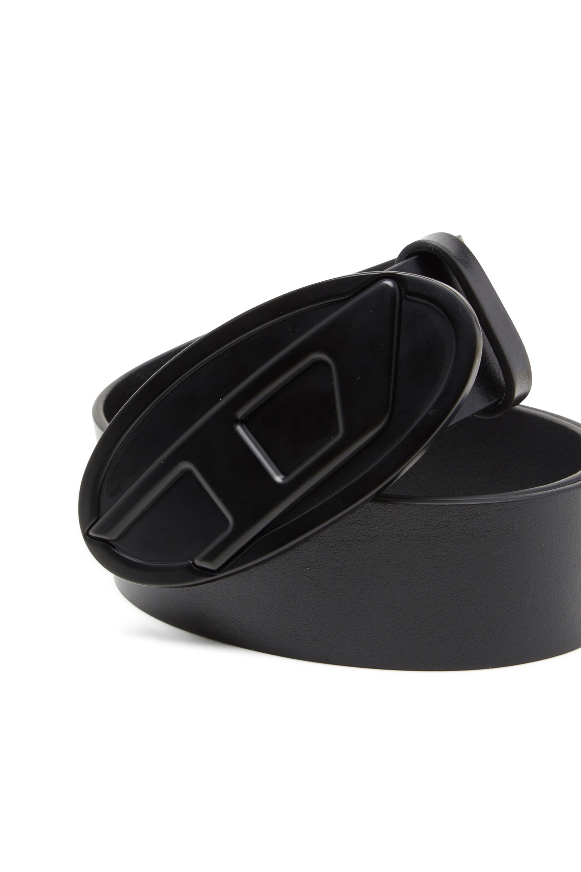Diesel - B-1DR 2.0, Woman's 4cm leather belt with Oval D plaque in Black - 3