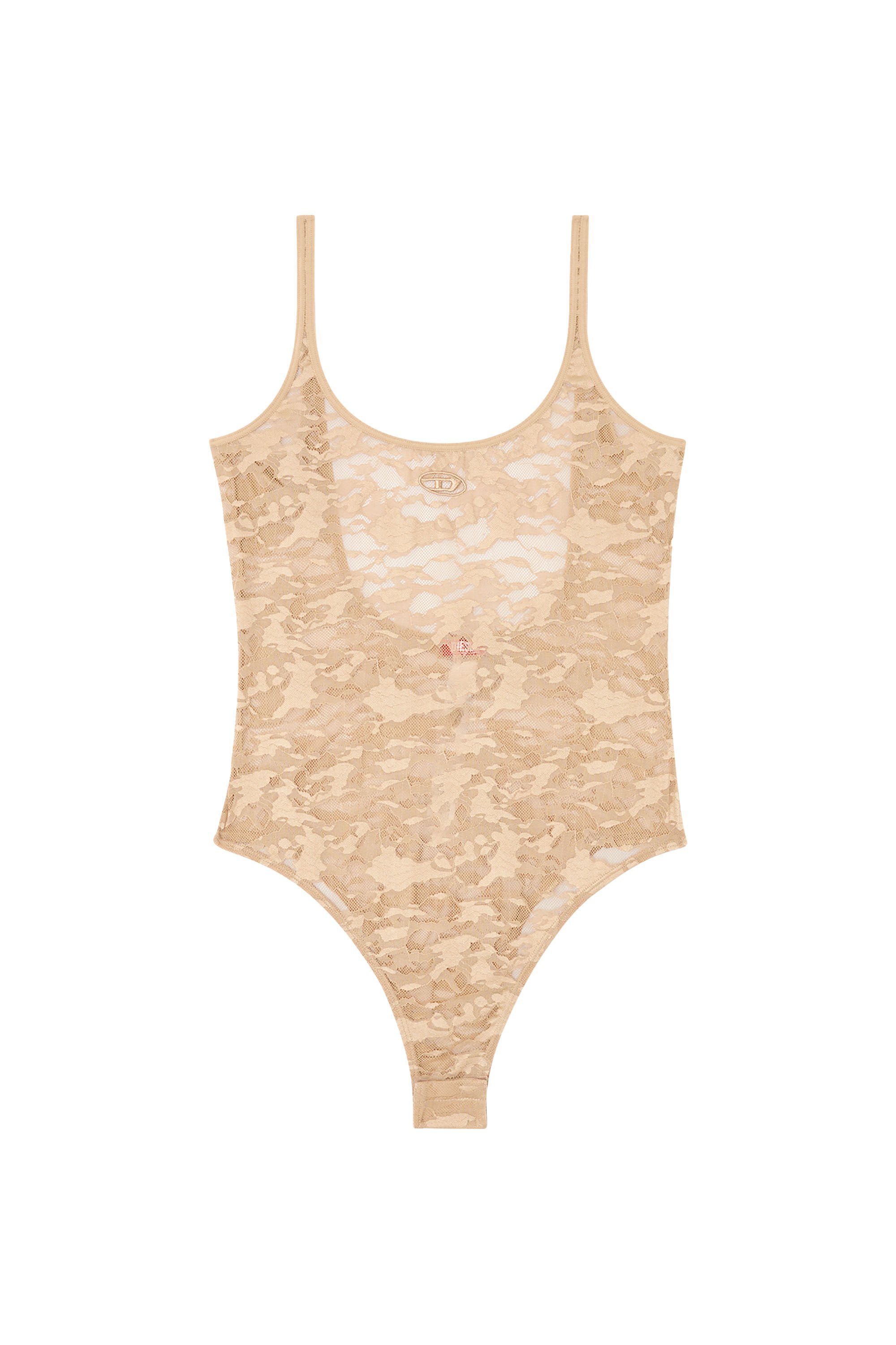 Diesel - MEGAN-UTLT, Woman's Camo lace bodysuit with Oval D embroidery in Light Brown - 2
