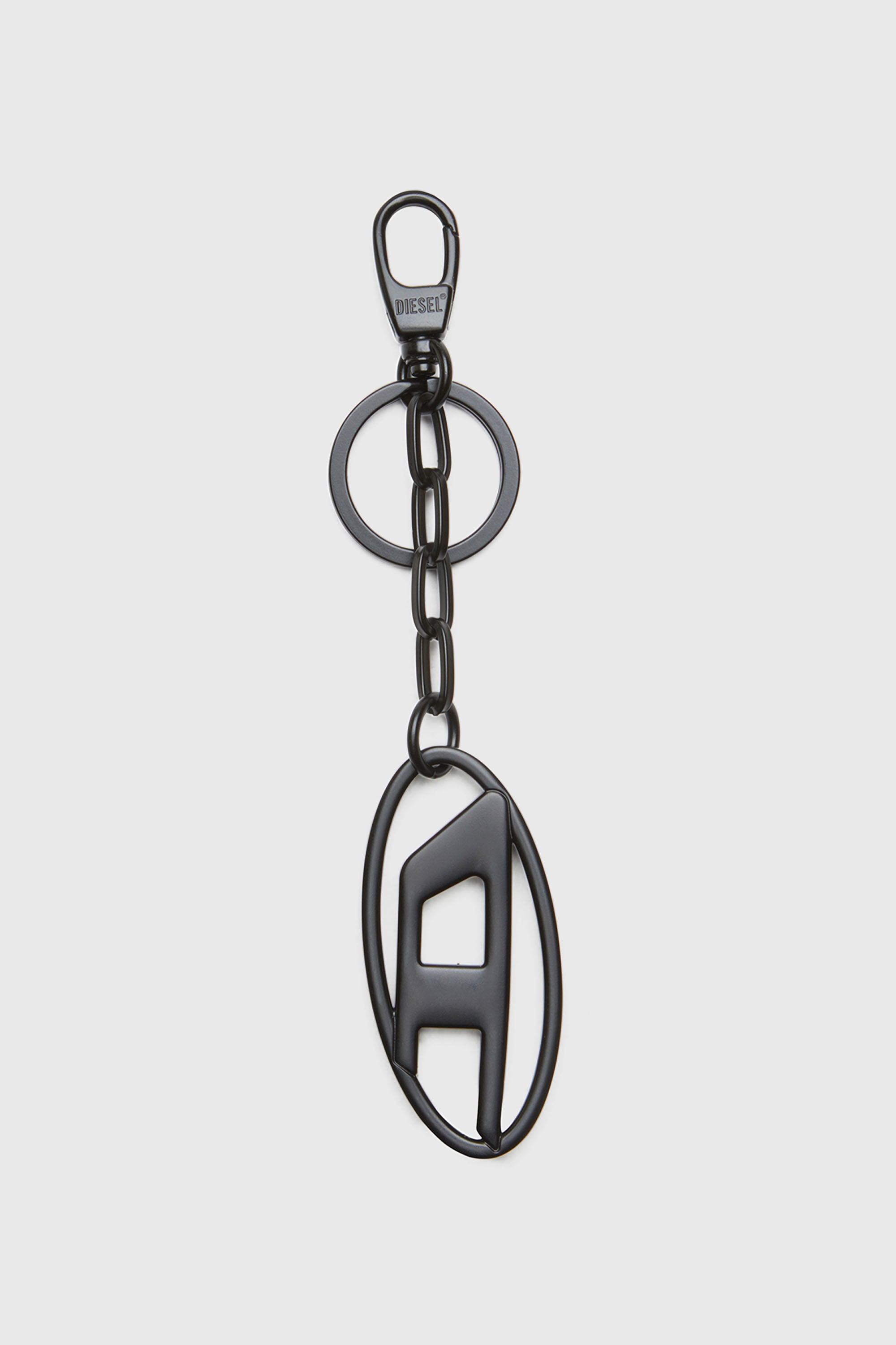 Diesel - HOLY-C, Woman's Metal Oval D keyring with crystals in Black/Silver - 2
