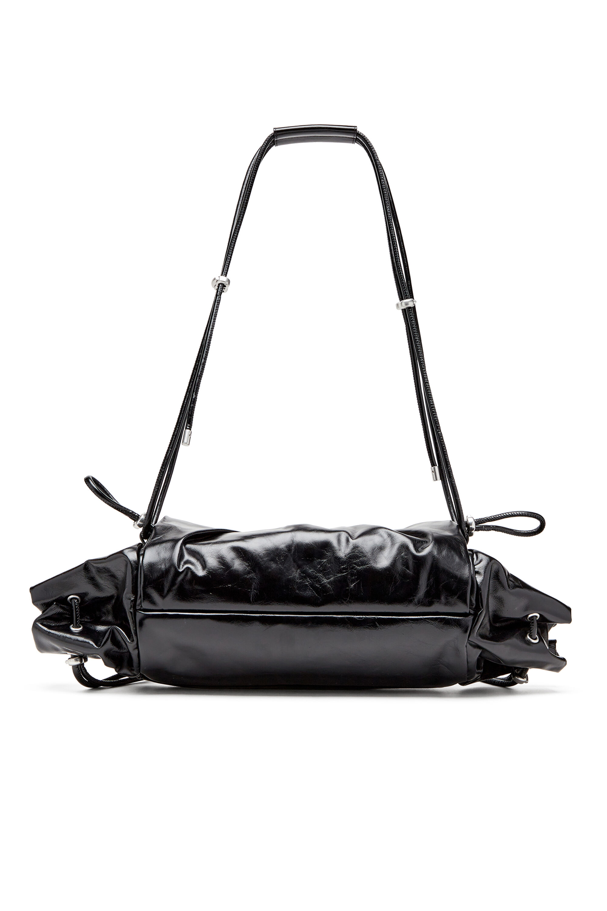 Diesel - SCRUNCH-D SHOULDER M, Woman's Scrunch-D M-Borsa a spalla in pelle lucida in Black - 3