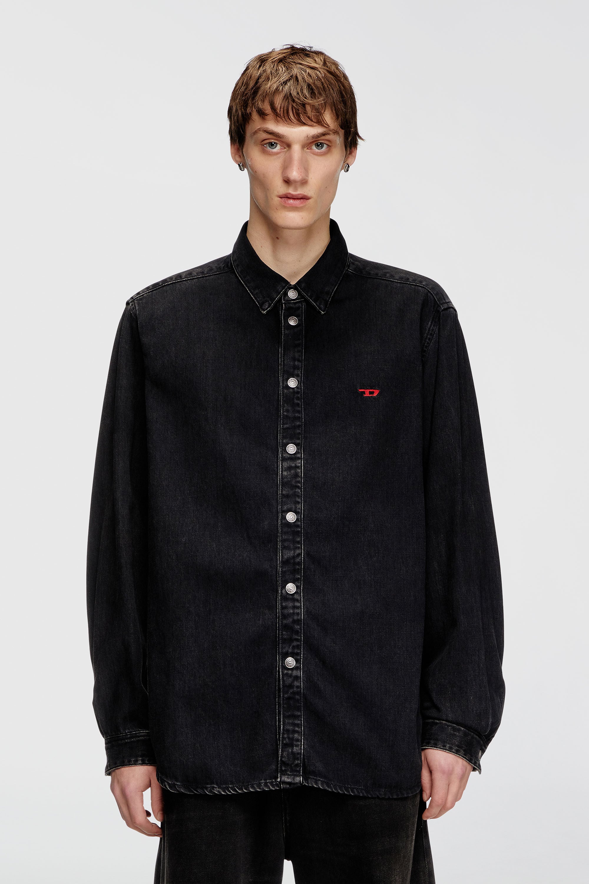 Diesel - D-SIMPLY, Man's Shirt in Tencel denim in Black - 3