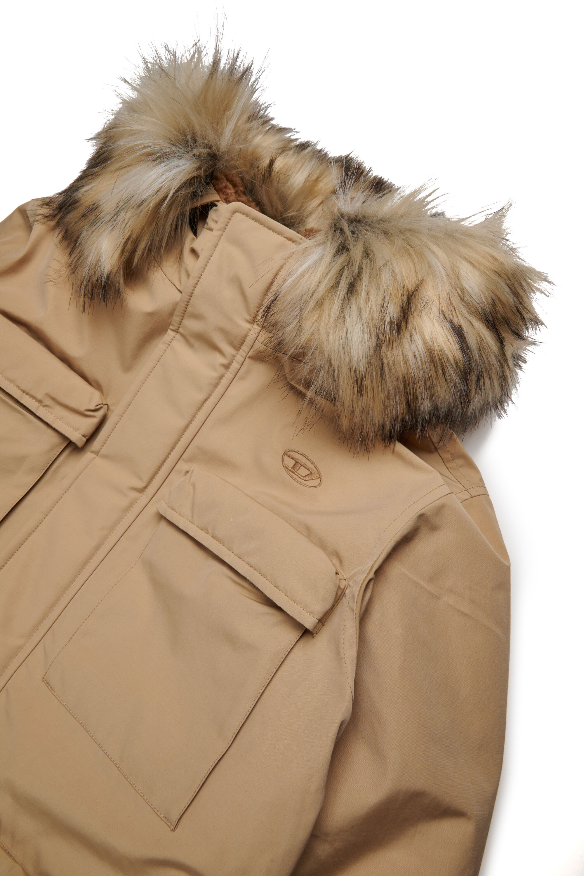 Diesel - JWMILOW, Man's Hooded cotton blend jacket with multiple pockets in Light Brown - 3