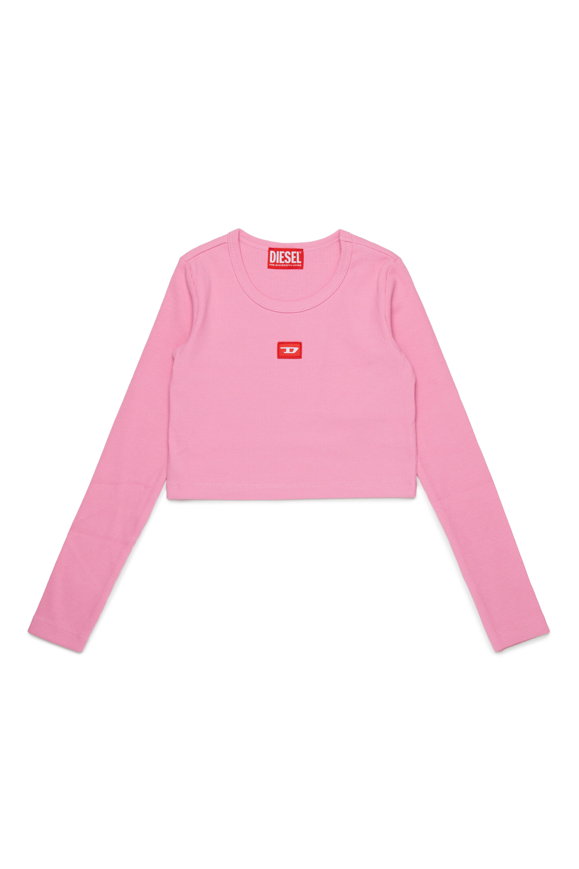 Diesel - TBALLETD, Woman's Cotton T-shirt with contrasting logo in Pink - 1