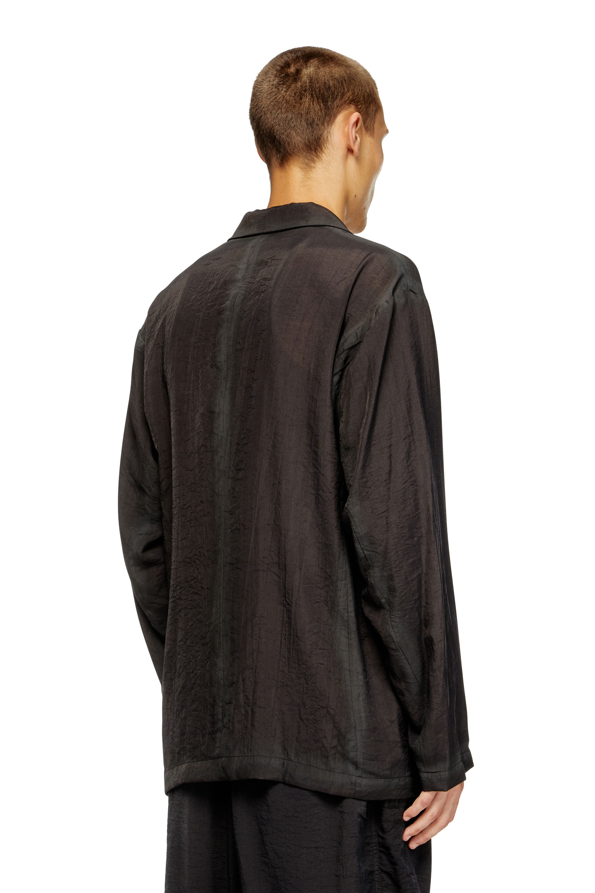 Diesel - J-KEYSERY, Man's Double-breasted blazer in wrinkled shell in Dark grey - 3
