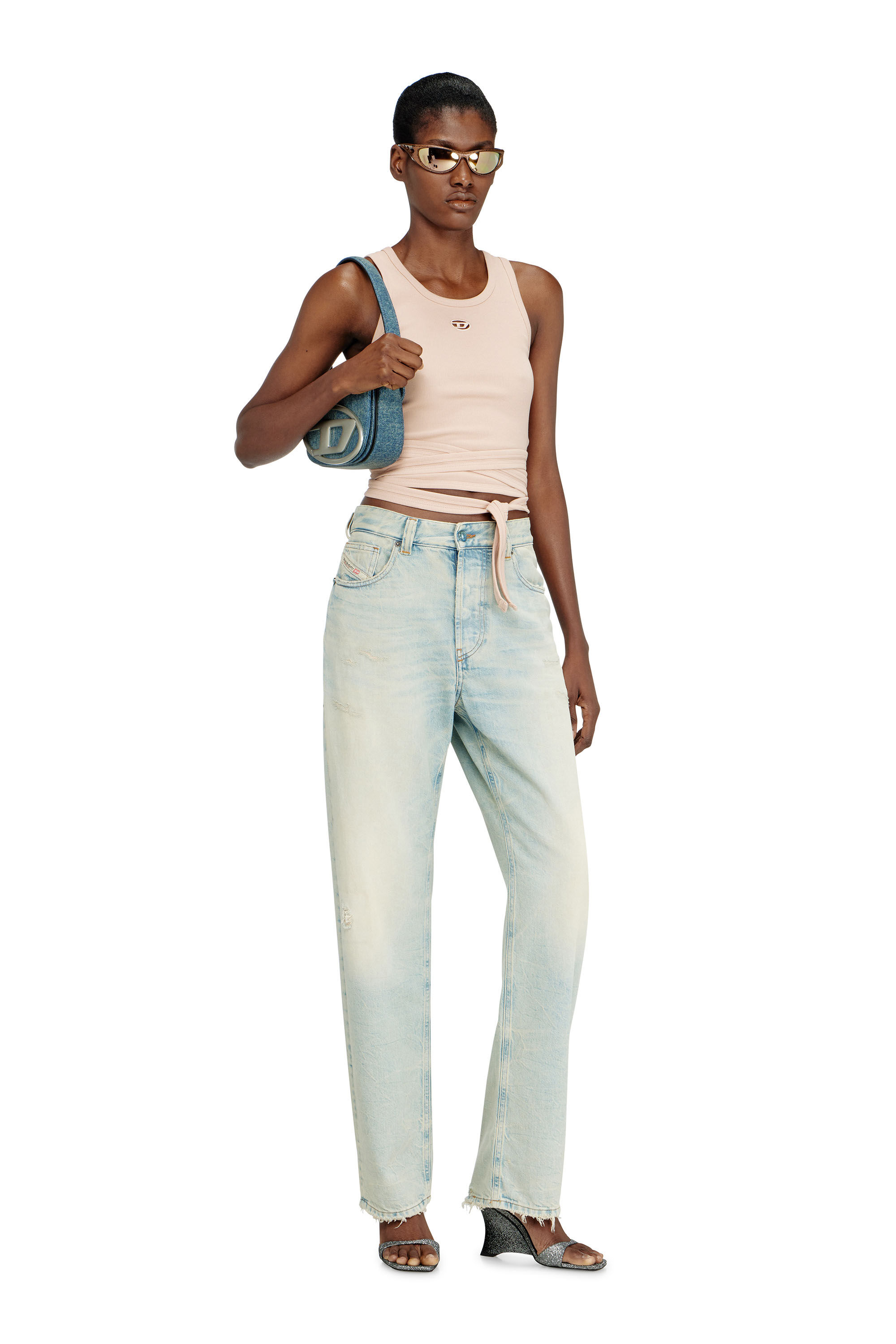 Diesel - 1DR, Woman's 1DR-Iconic shoulder bag in solarised denim in Blue - 1