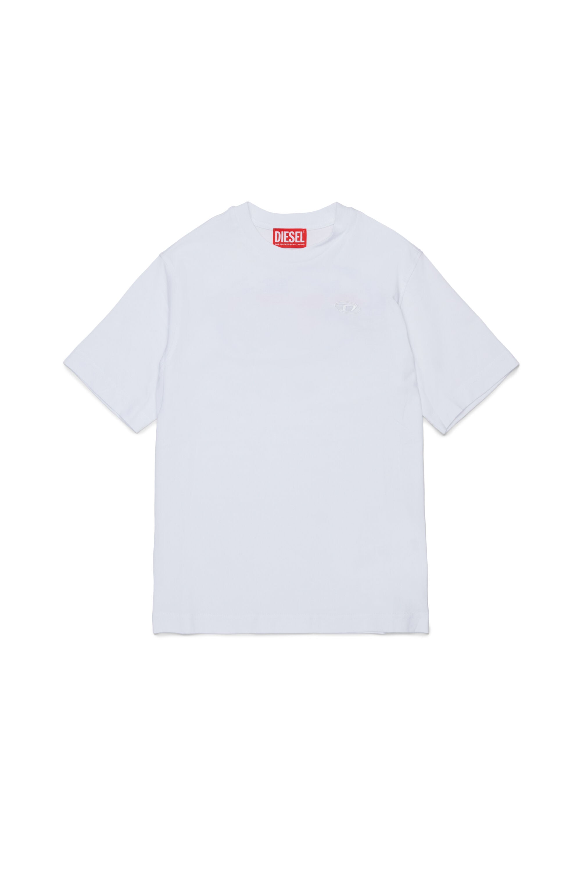 Diesel - TSCRAP OVER, Man's T-shirt with Oval D embroidery and flock print in White - 1