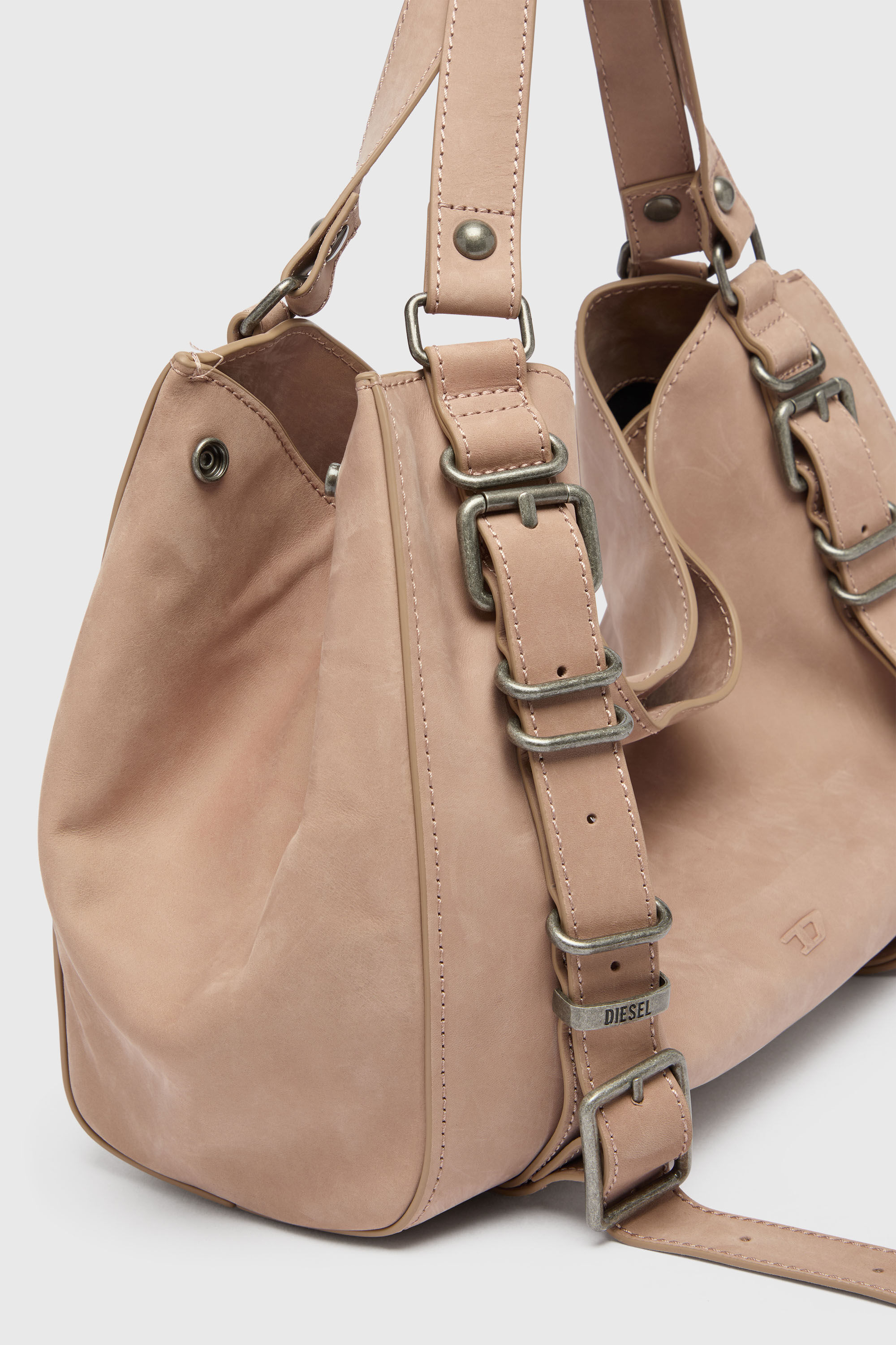 Diesel - D-ONE TOPHANDLE M, Unisex's D-One-Medium top-handle bag in treated leather in Face Powder - 7