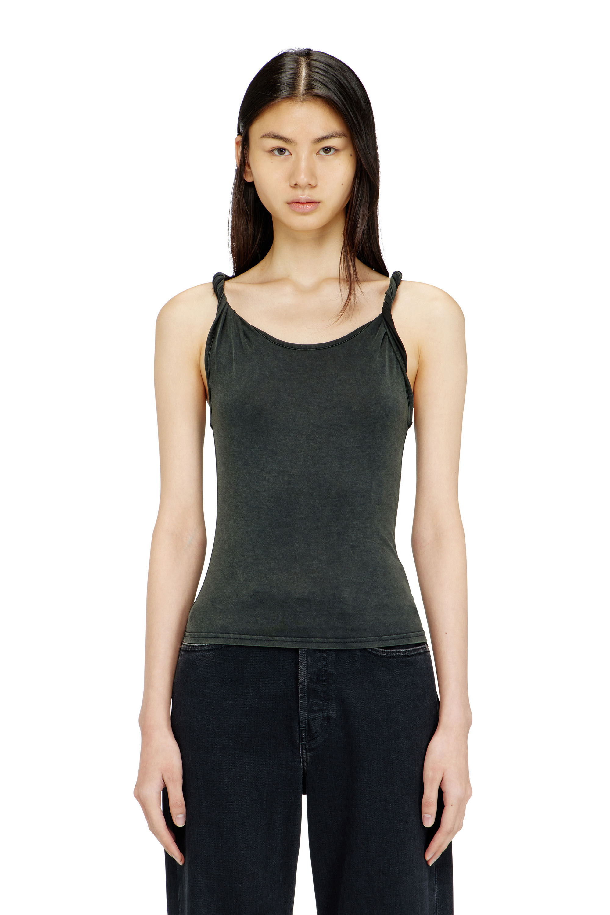 Diesel - T-TWY-S1, Woman's Tank top with twisted straps in Grey - 3