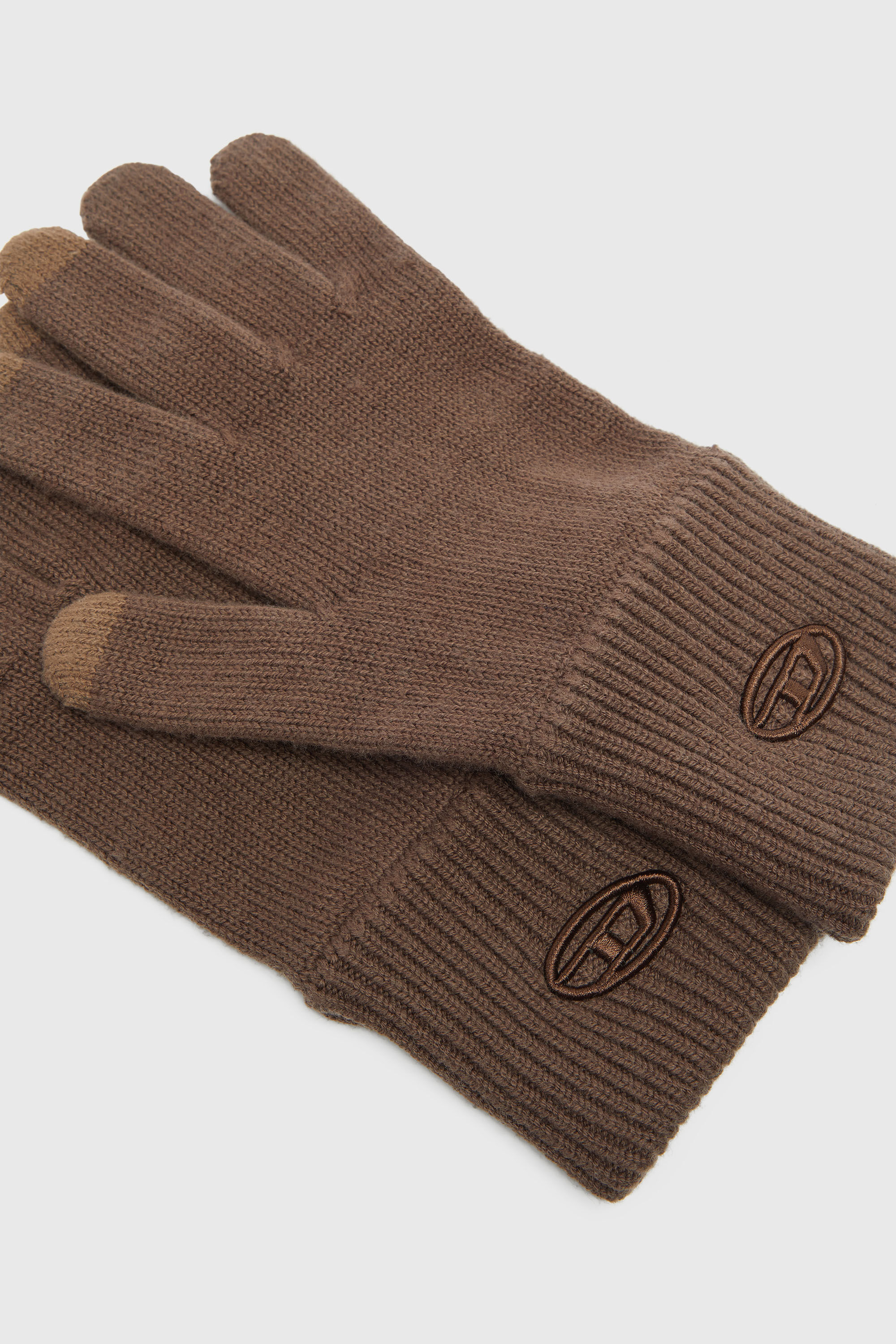 Diesel - K-CODY-A, Unisex's Wool blend gloves with embroidered logo in Brown - 2
