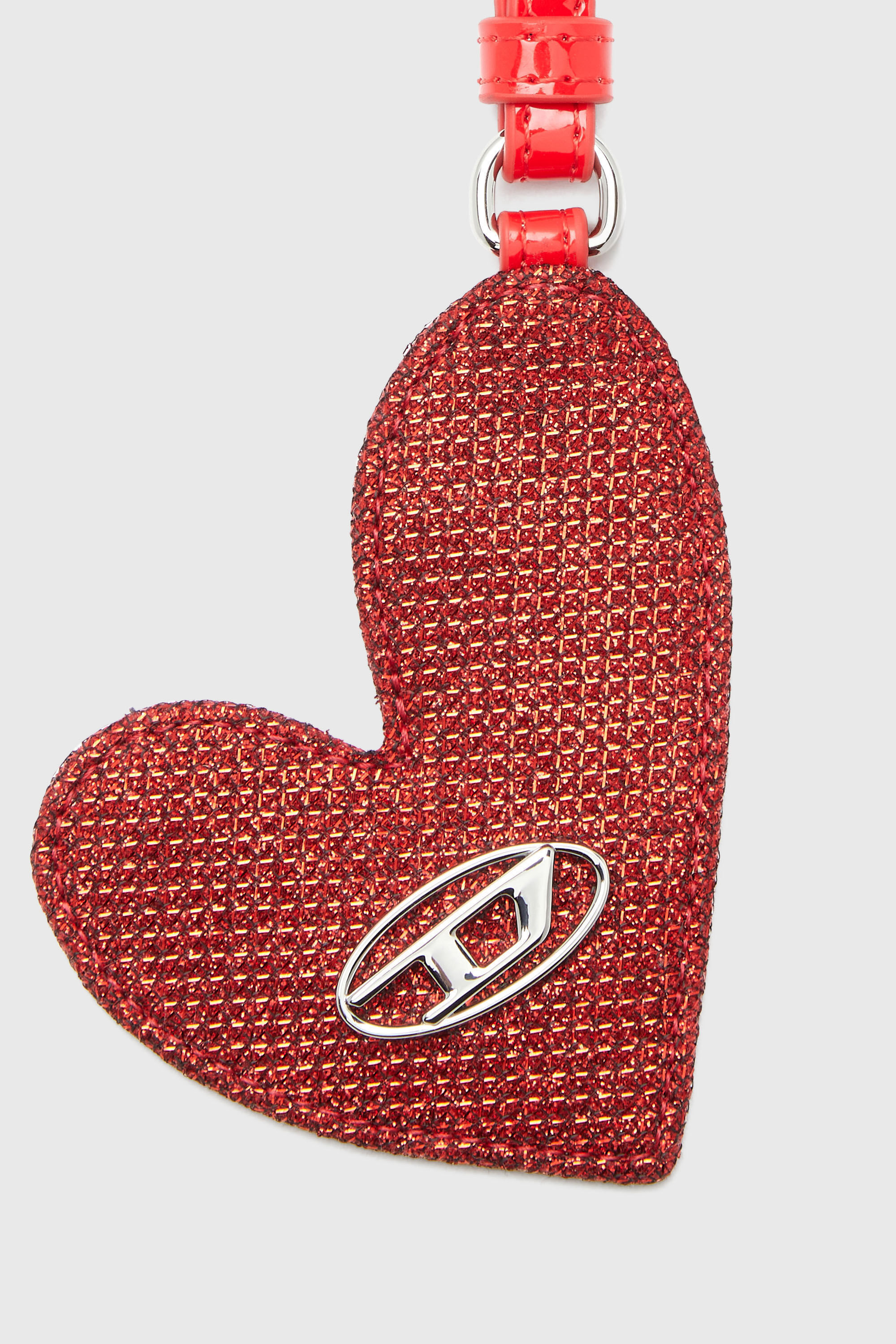 Diesel - PLAY MIRROR, Woman's Heart charm with logo in metal in Red - 3