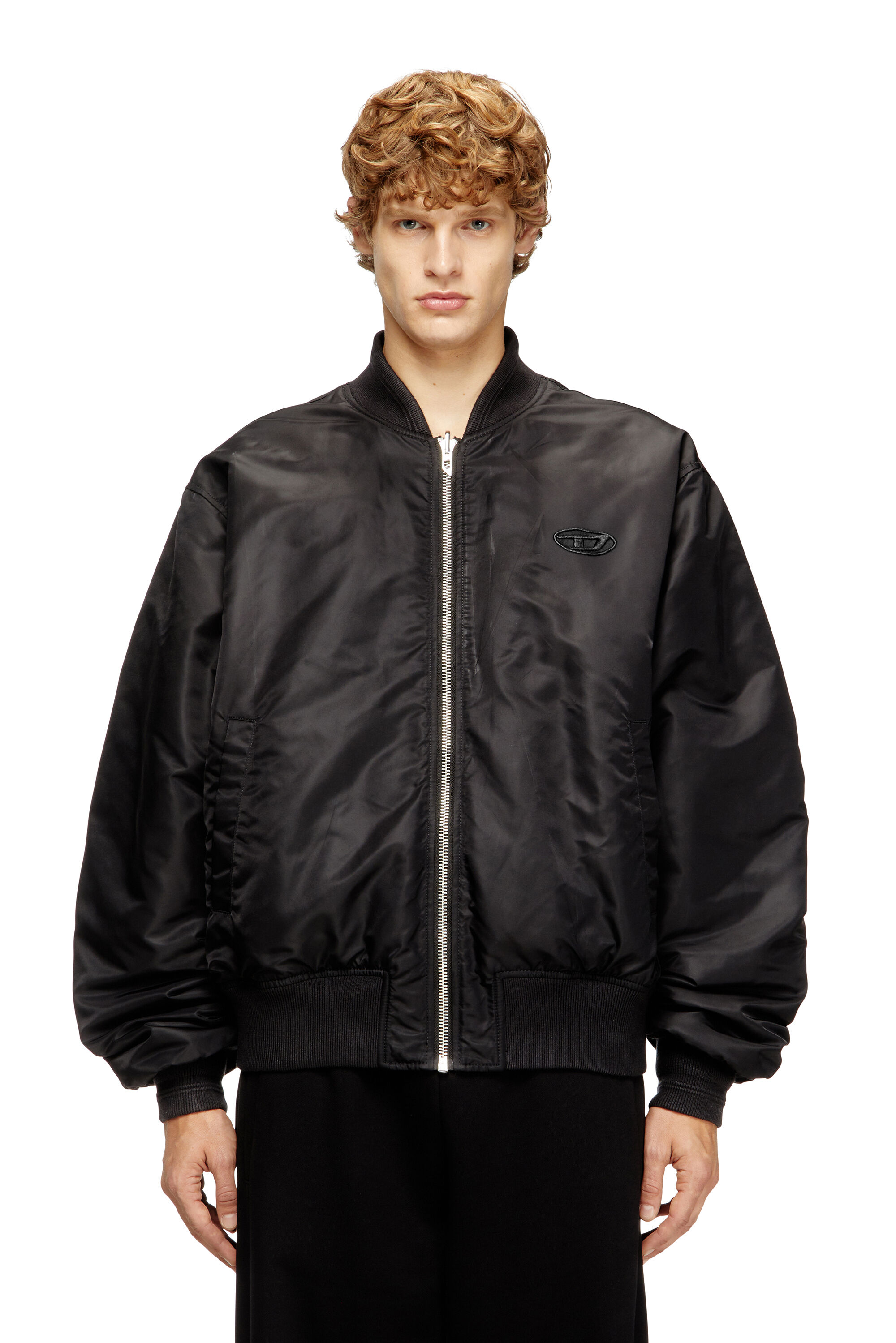 Diesel - W-TYPE-D1, Man's Padded bomber jacket with Oval D embroidery in Black - 3