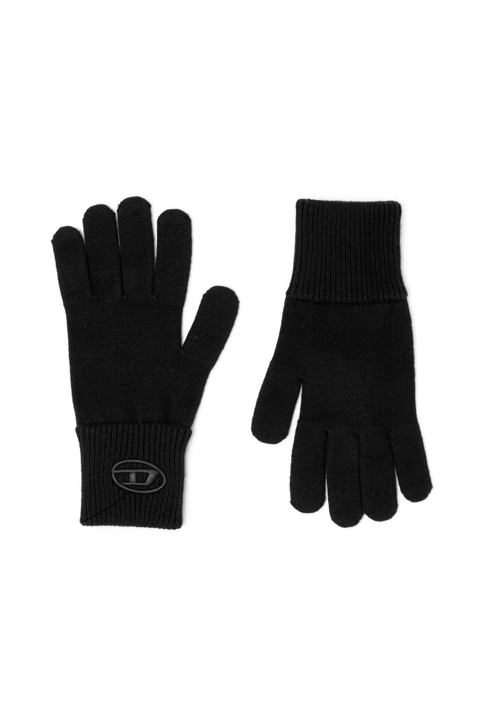 Diesel - K-CODY-A, Unisex's Wool blend gloves with embroidered logo in Black - 1