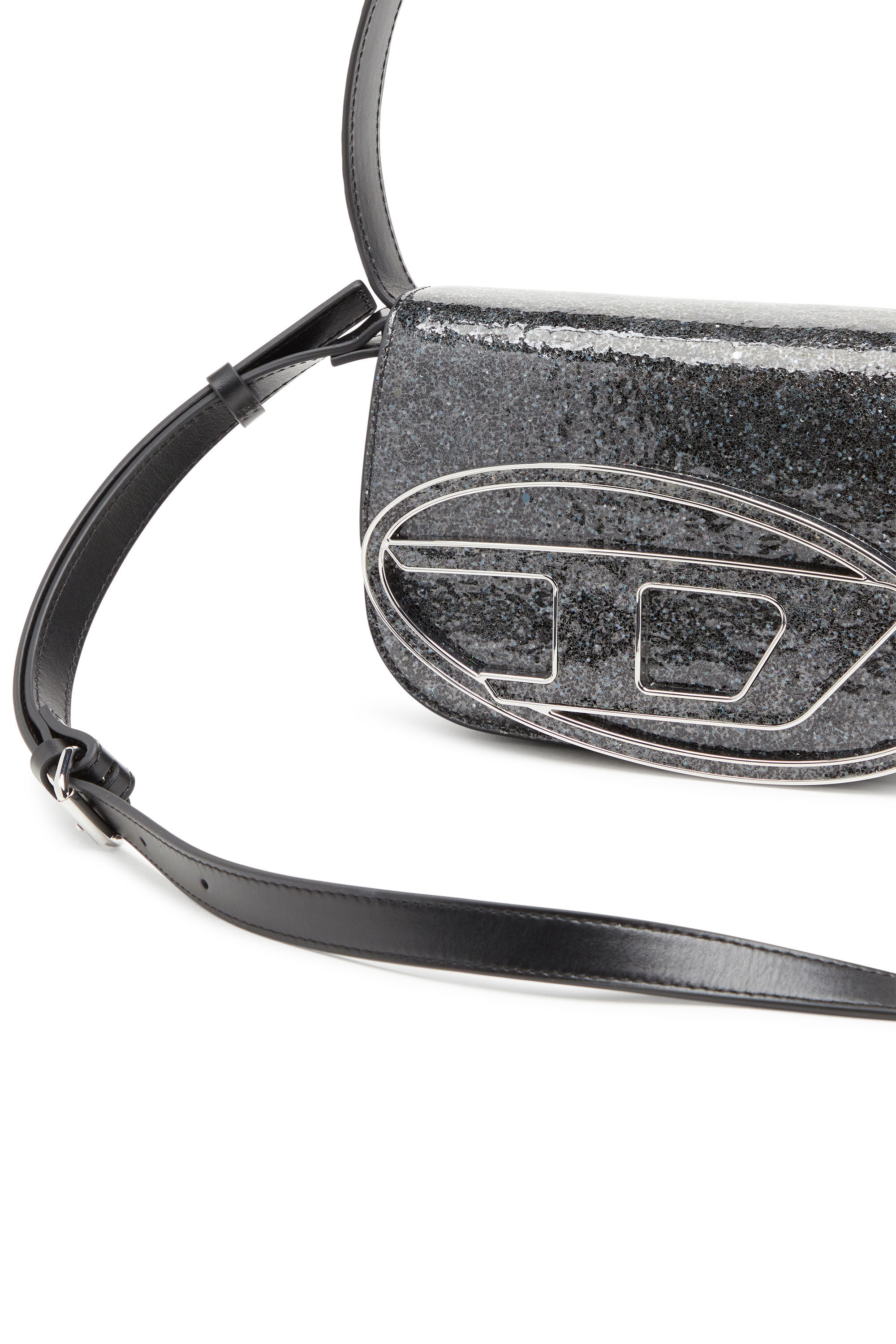 Diesel - 1DR, Woman's 1DR-Iconic shoulder bag with macro glitter in Black - 2