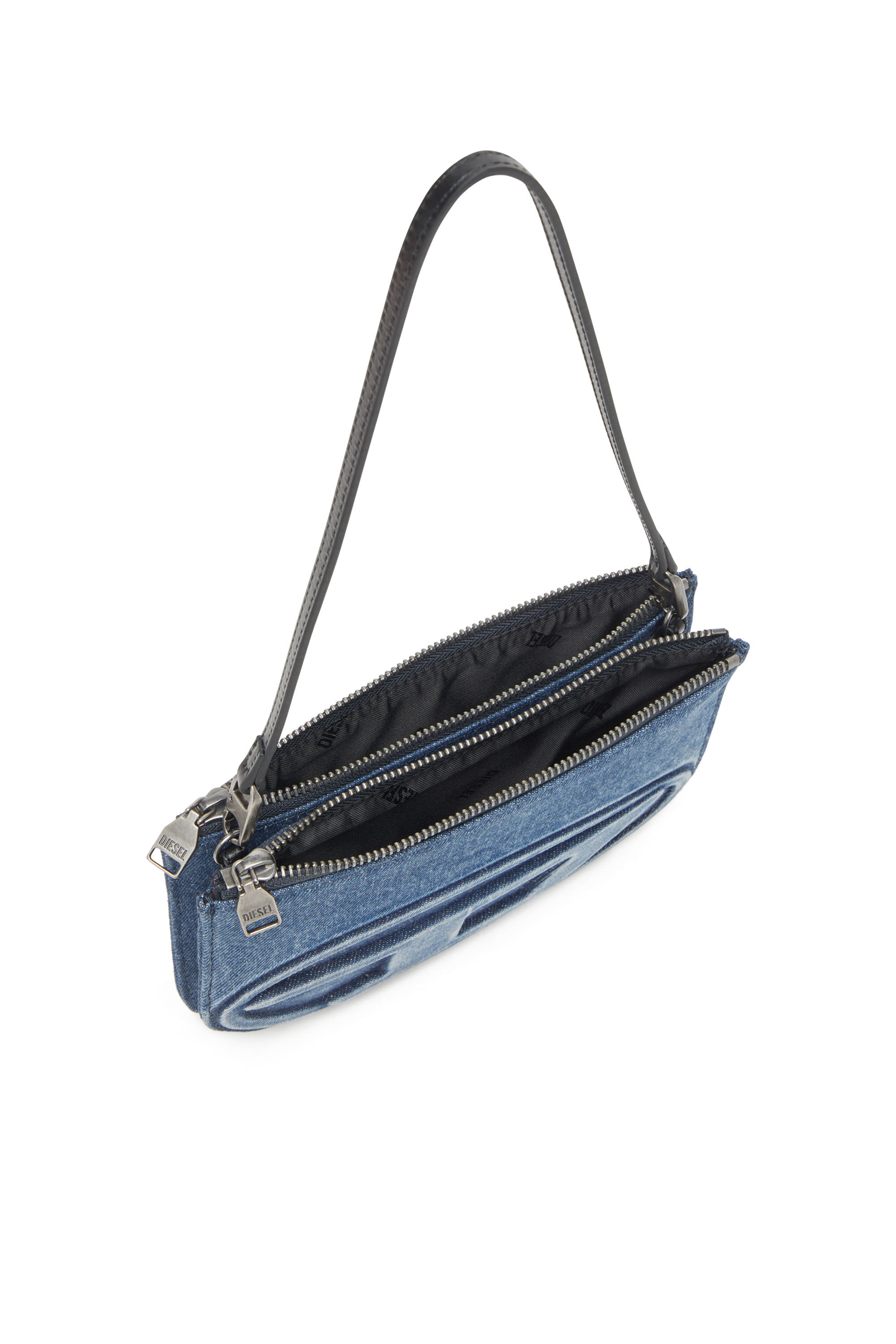 Diesel - 1DR TWIN, Woman's Double-pouch shoulder bag in solarised denim in Blue - 4