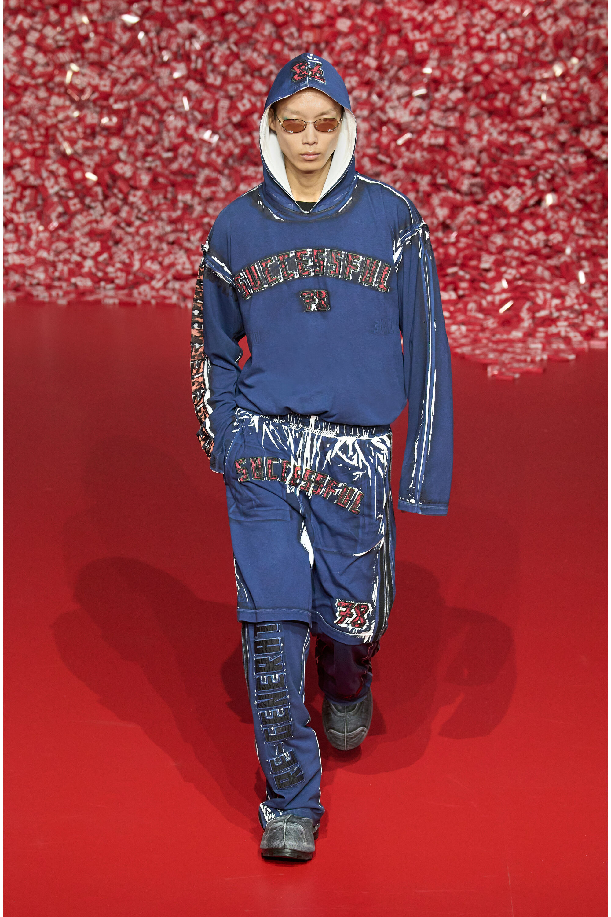Diesel - P-ROWY-LONG, Man's Track pants with shadowy overprint in Dark Blue - 5