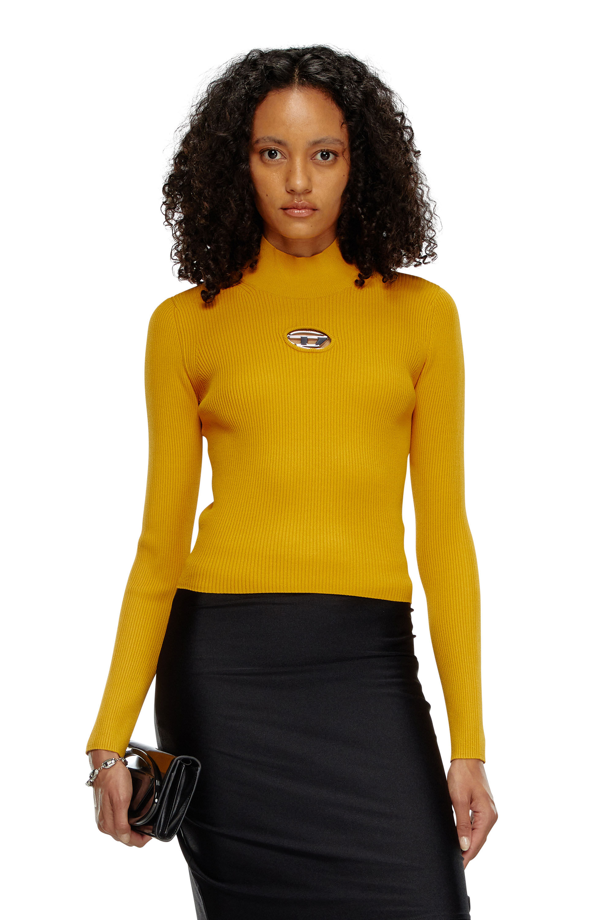 Diesel - M-VALARI-TN, Woman's Rib-knit top in Light Brown - 3