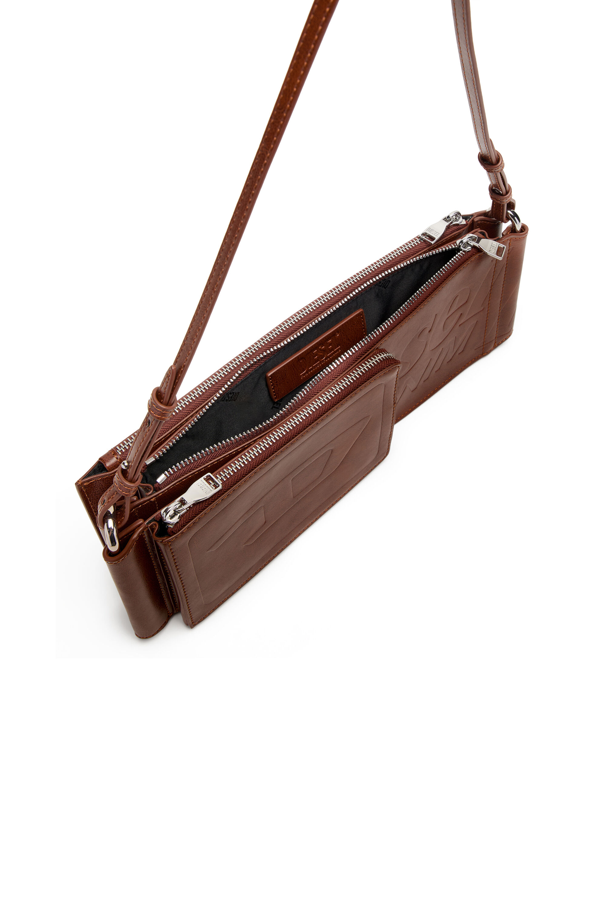Diesel - FLAG-D SHOULDER BAG X, Unisex's Flag-D-Modular logo-embossed shoulder bag in Brown - 3