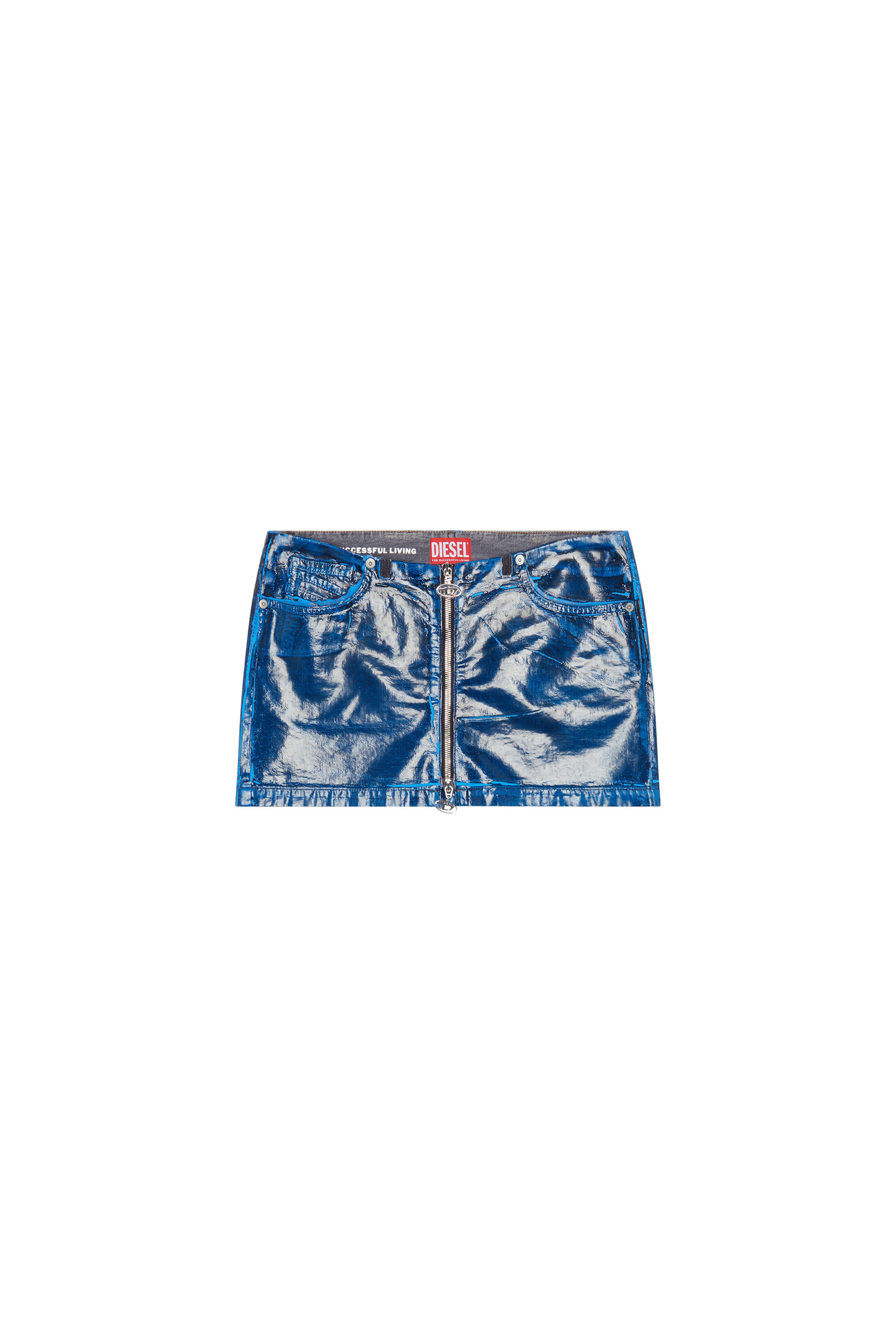 Diesel - DE-RON-FSC1, Woman's Denim miniskirt with wet-effect coating in Dark Blue - 2