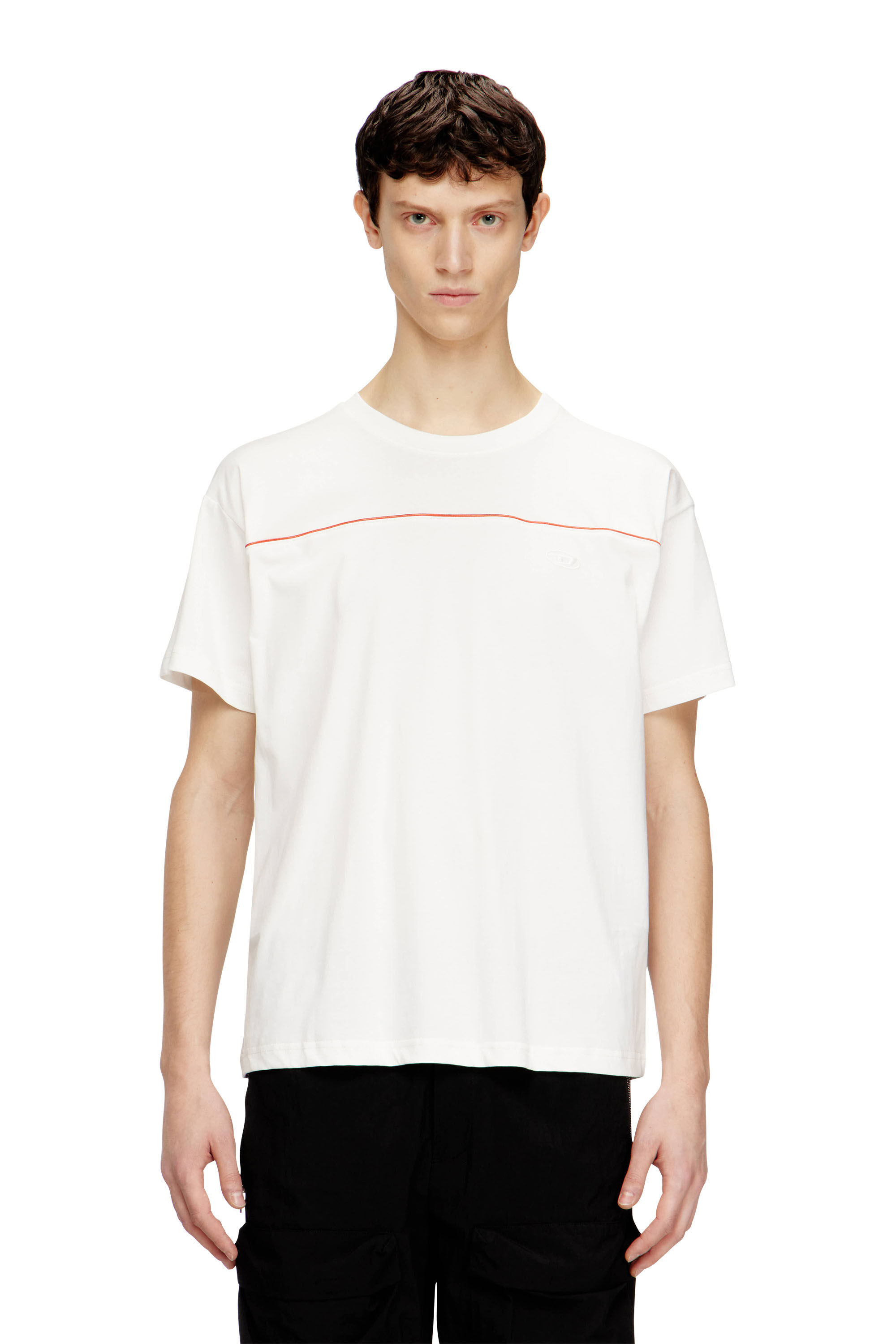 Diesel - T-NORM-PIPING, Man's T-shirt with contrast piping in White - 3