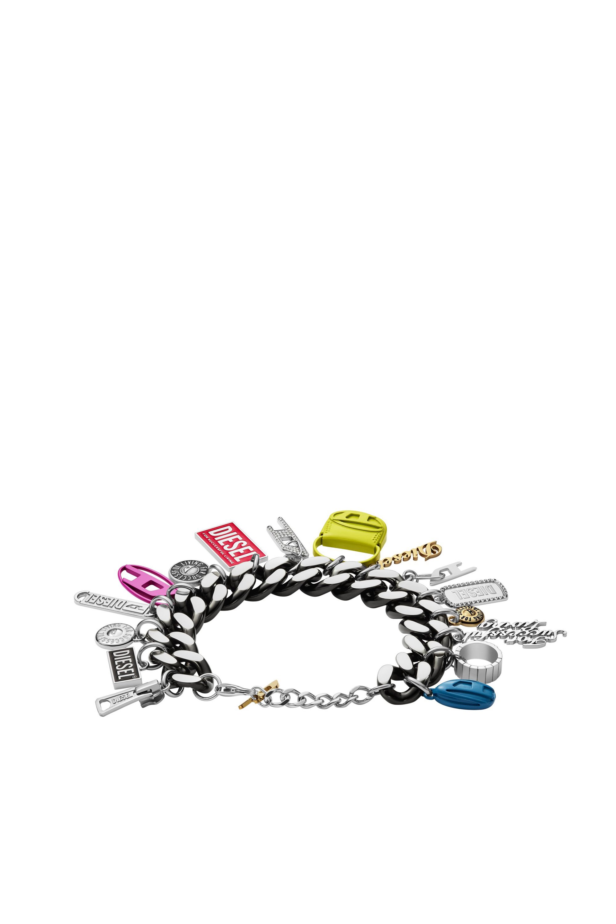 Diesel - DX1524 JEWEL, Unisex Black stainless steel charm chain bracelet in Multicolor - Image 2